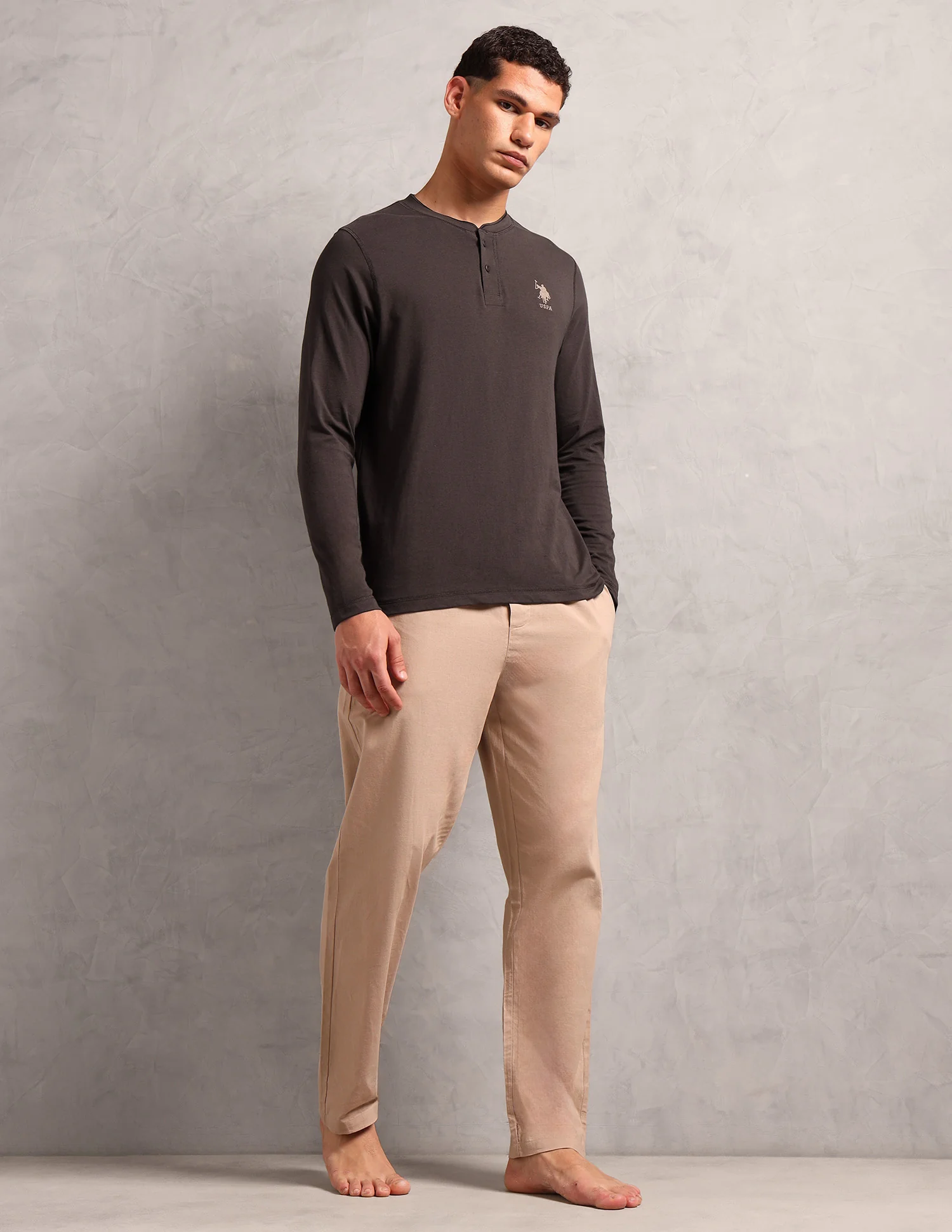 Pure Cotton I694 Lounge Henley T-Shirt - Pack Of 1 - Image 3
