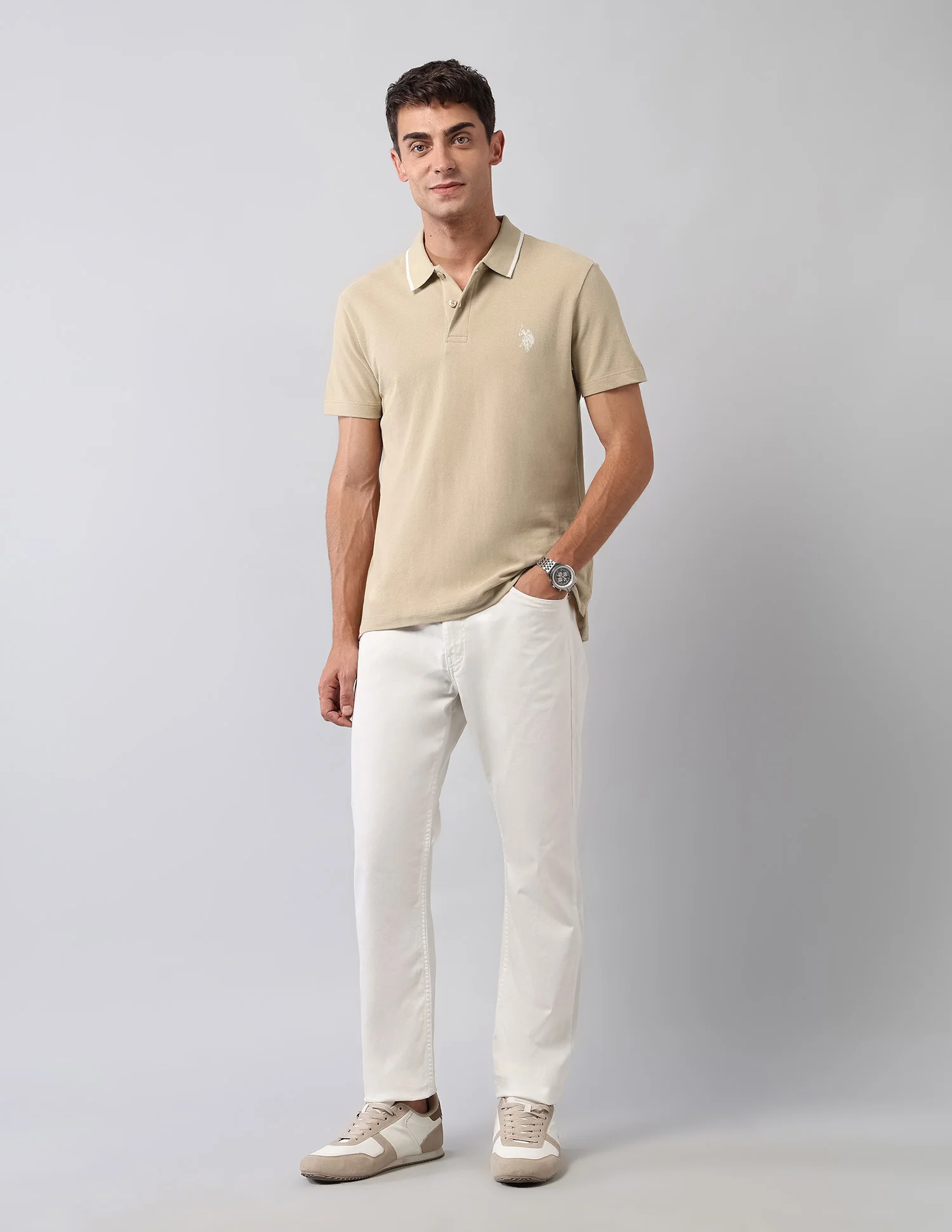Pure Cotton Muscle Fit Polo Shirt - Image 3