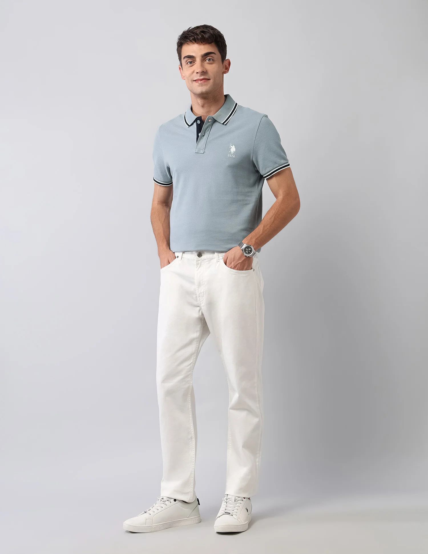 Pure Cotton Muscle Fit Polo Shirt - Image 3