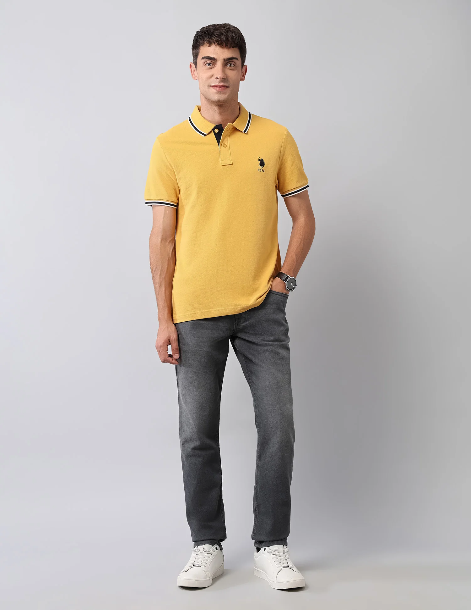 Pure Cotton Muscle Fit Polo Shirt - Image 3