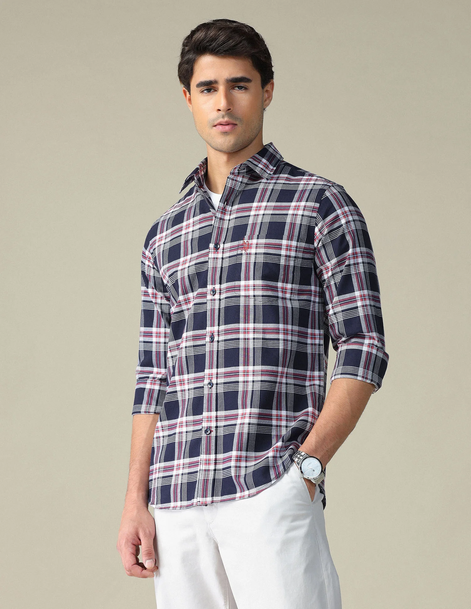 Pure Cotton Plaid Checked Shirt - Image 4