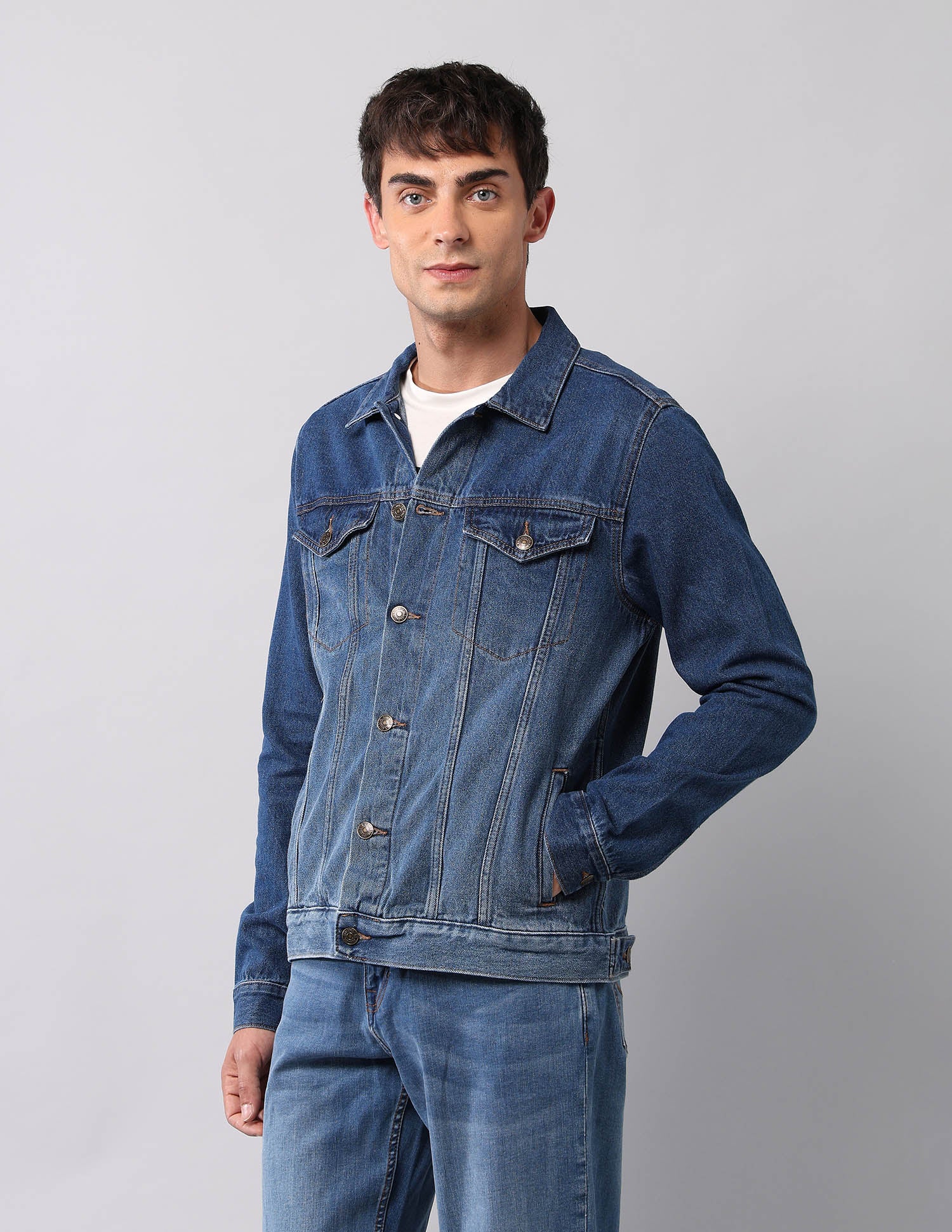 Pure Cotton Regular Fit Denim Jacket - Image 4