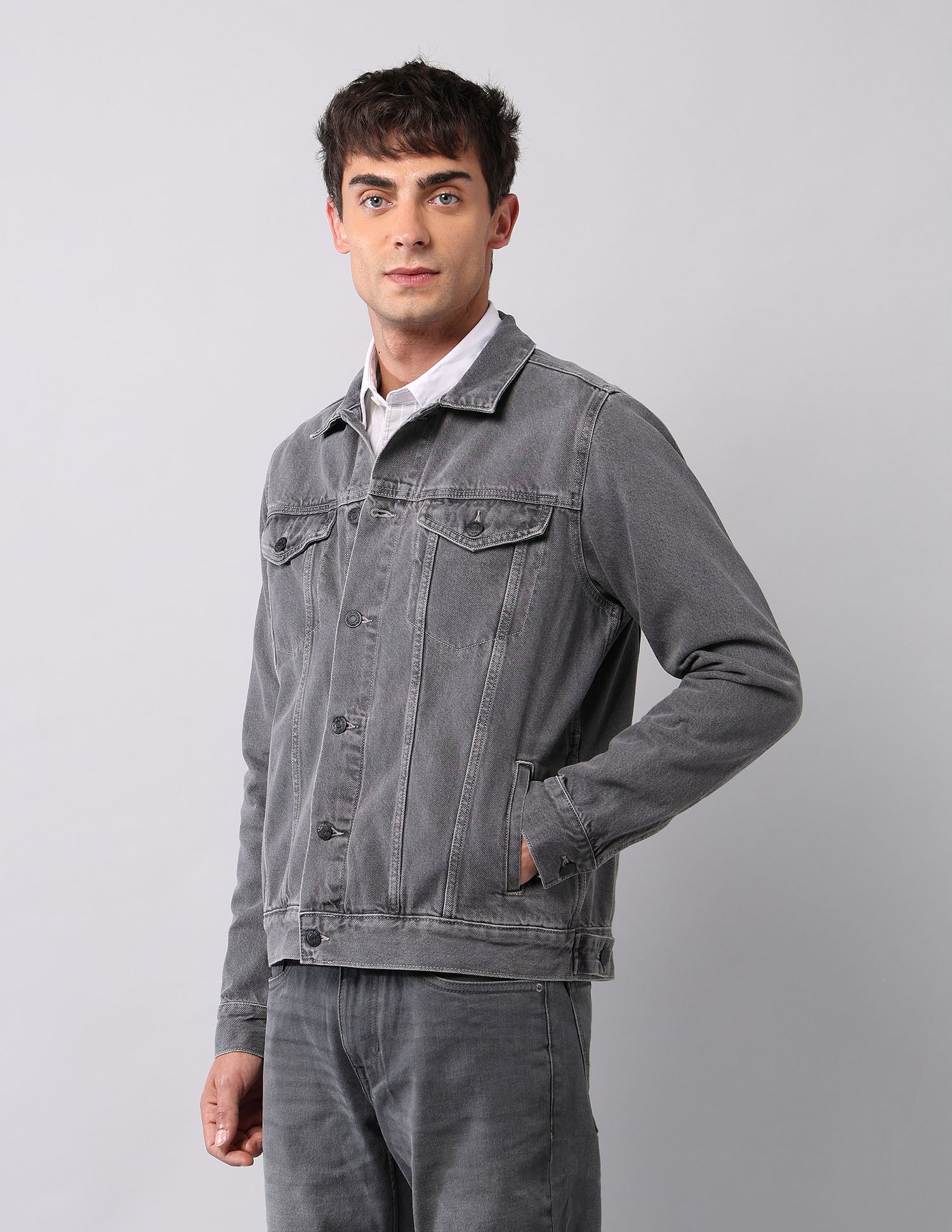 Pure Cotton Regular Fit Denim Jacket - Image 4