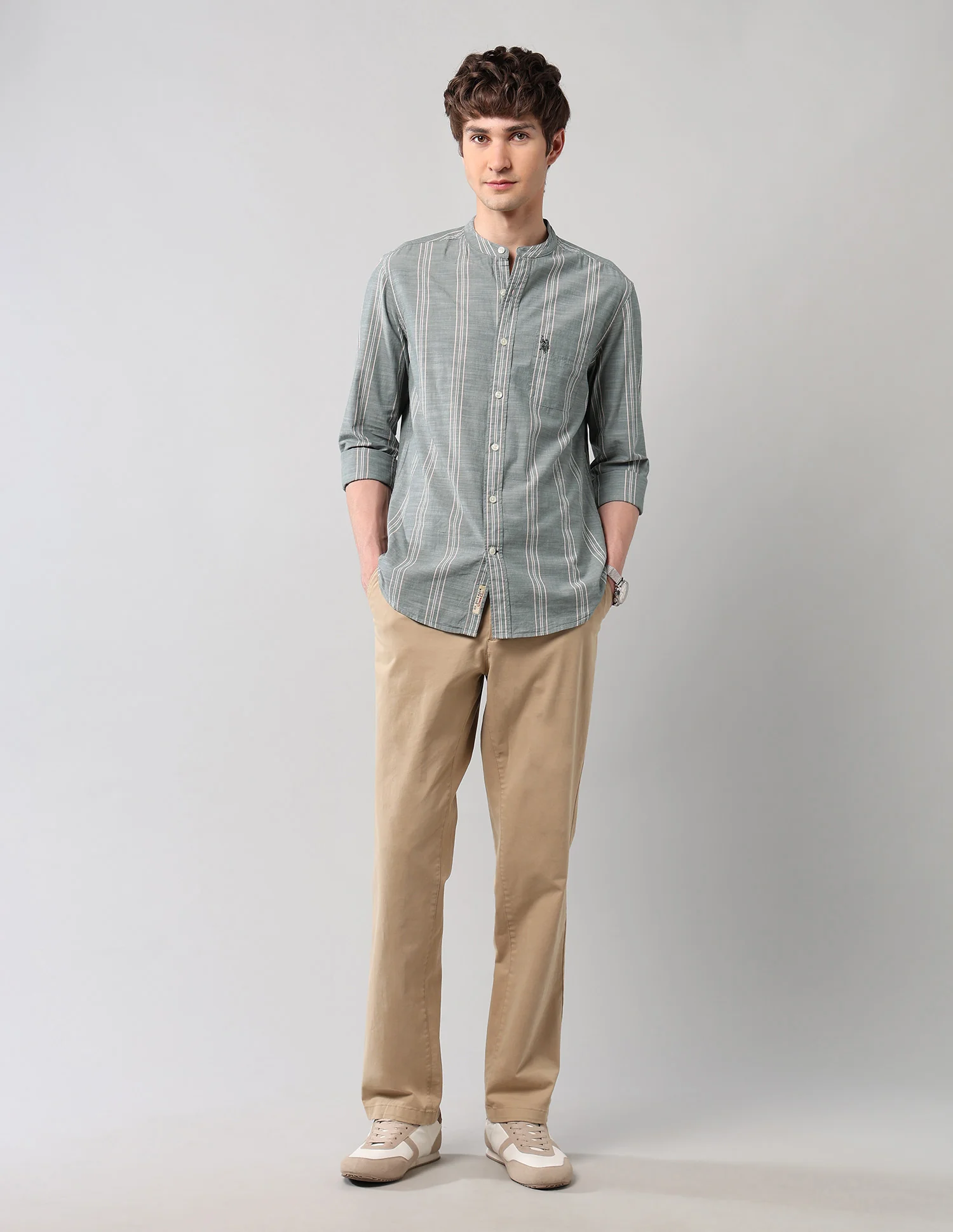 Pure Cotton Regular Fit Mandarin Shirt - Image 3