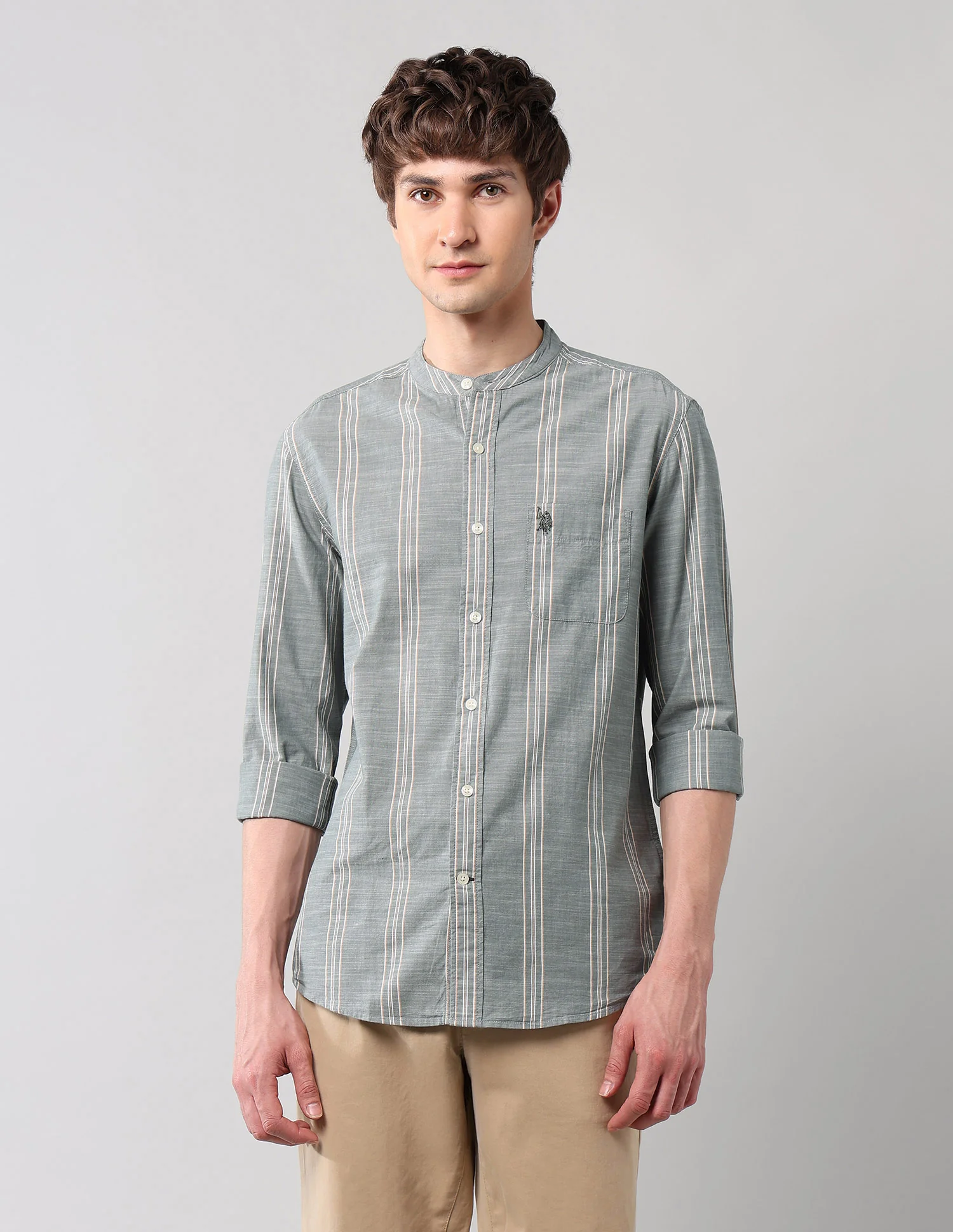 Pure Cotton Regular Fit Mandarin Shirt - Image 6