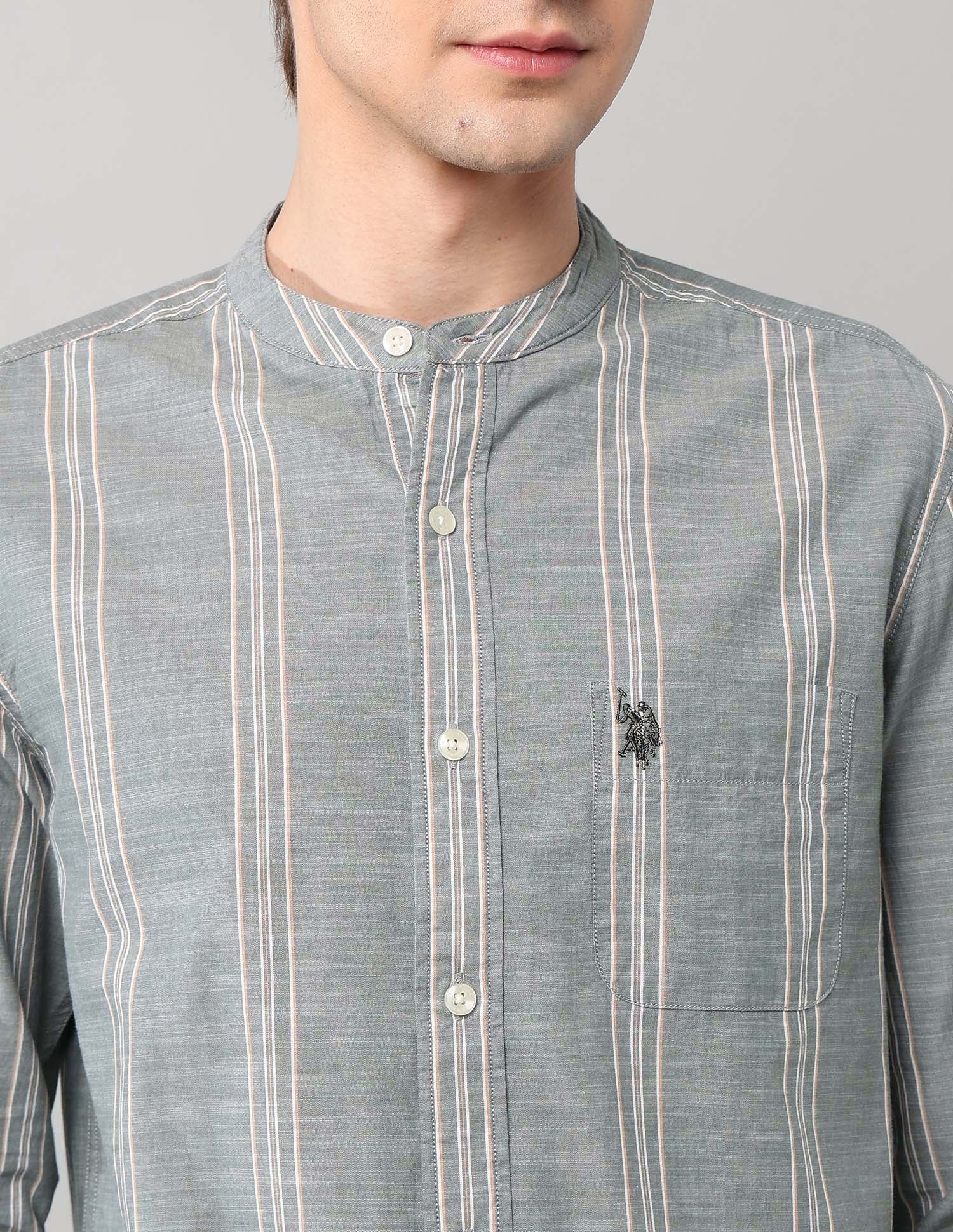 Pure Cotton Regular Fit Mandarin Shirt - Image 7