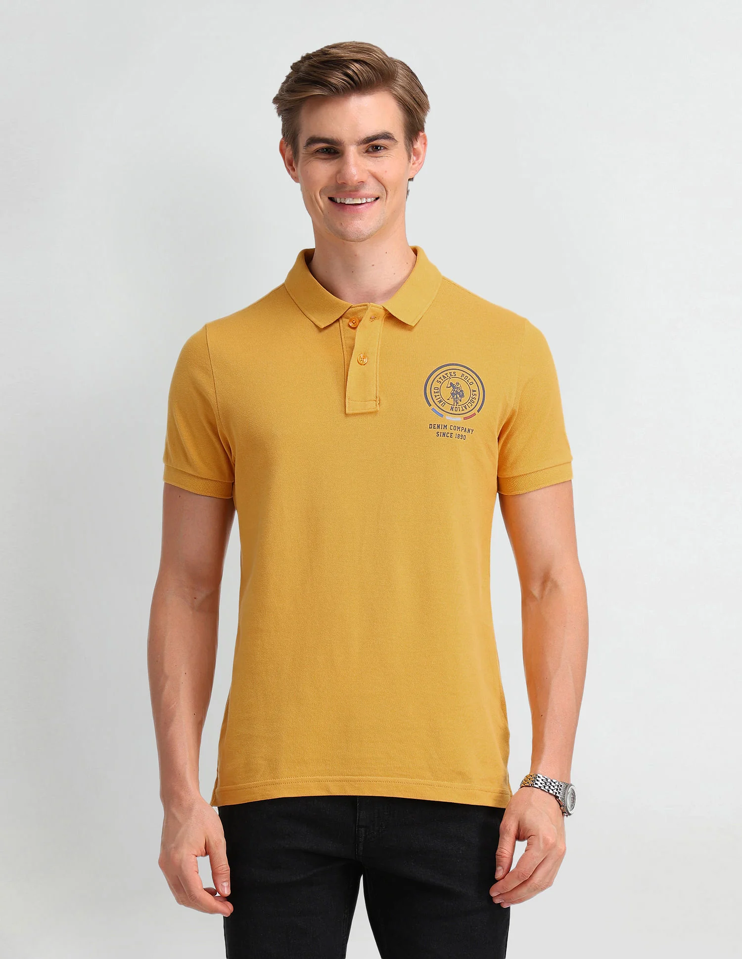 Pure Cotton Slim Fit Solid Polo Shirt