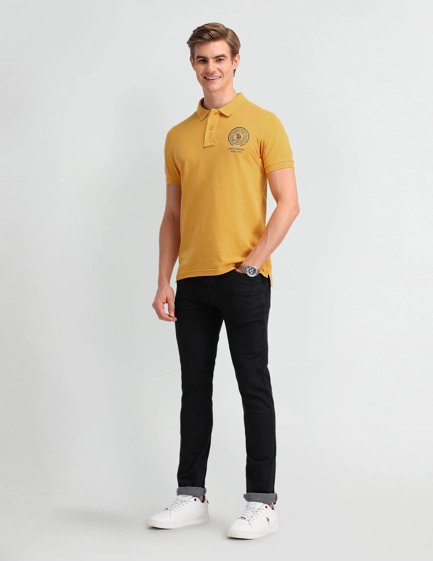 Pure Cotton Slim Fit Solid Polo Shirt - Image 3