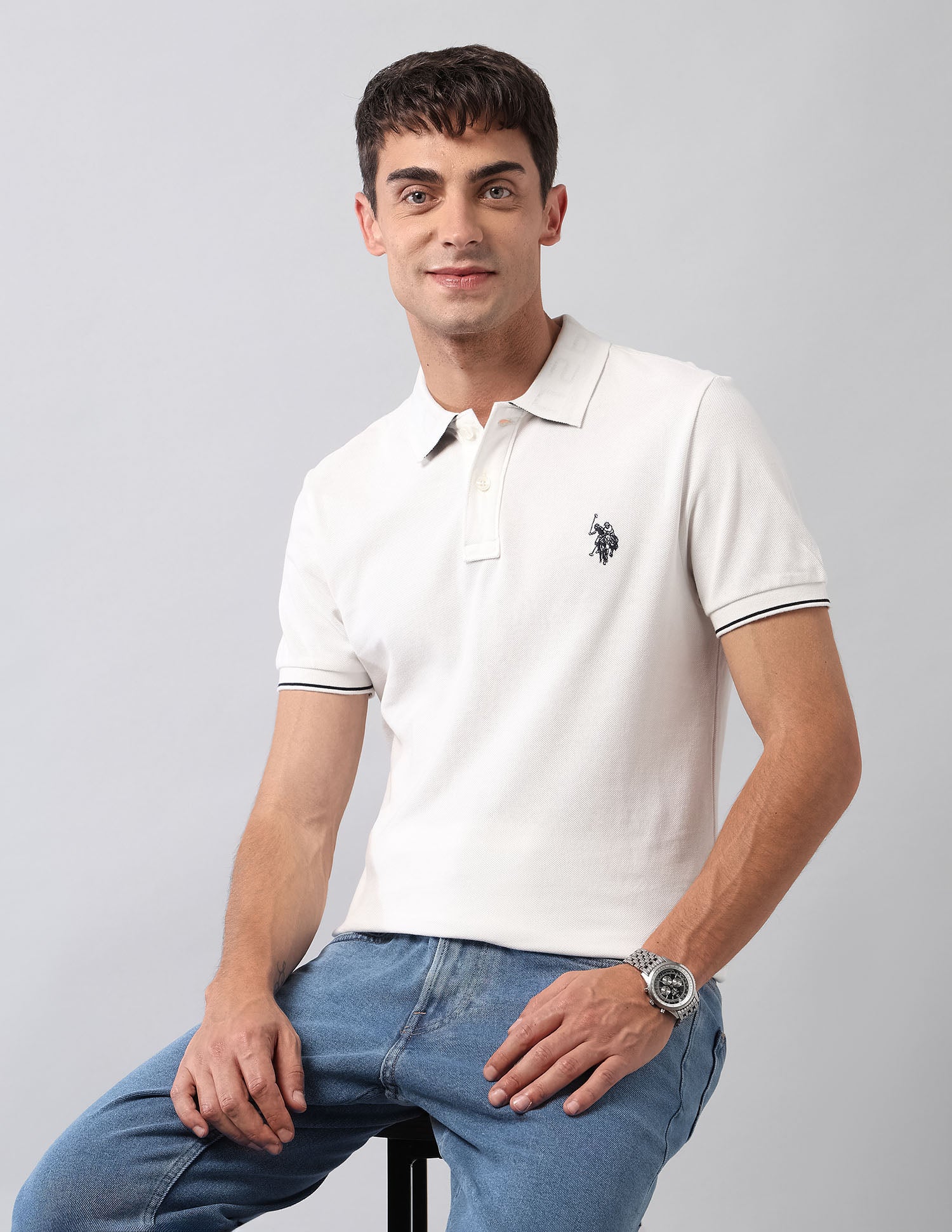 Pure Cotton Solid Polo Shirt