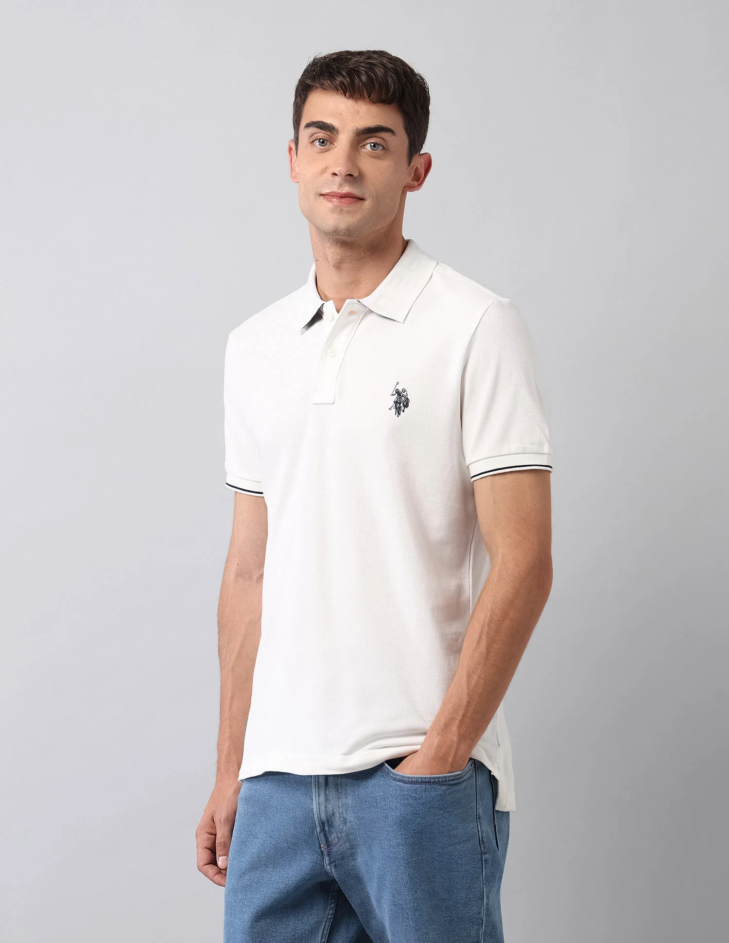 Pure Cotton Solid Polo Shirt - Image 4
