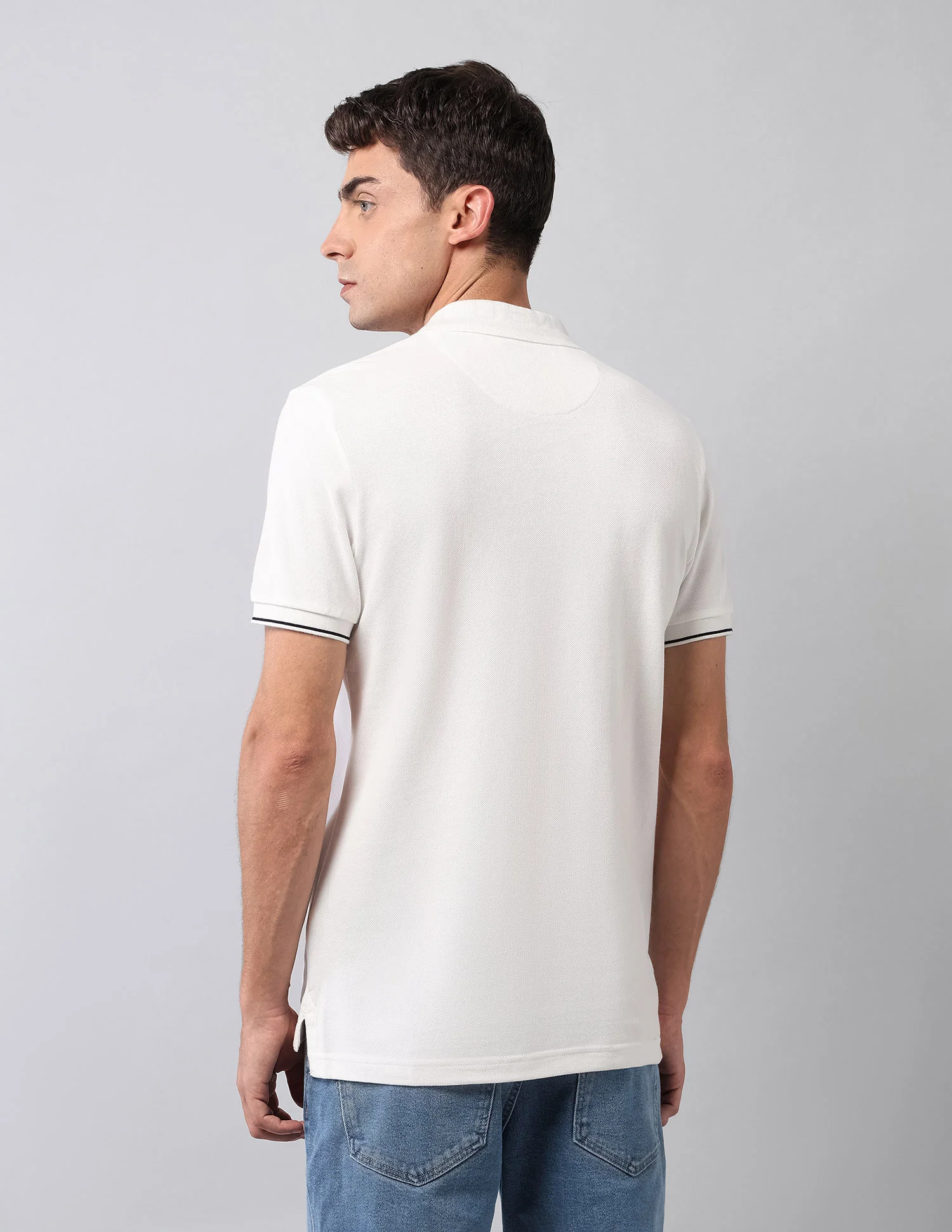 Pure Cotton Solid Polo Shirt - Image 5