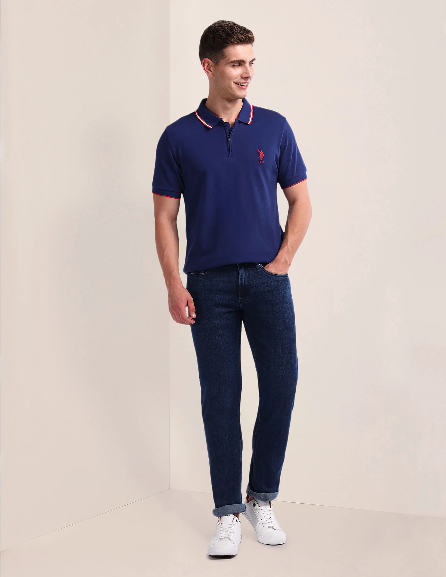 Pure Cotton Solid Polo Shirt - Image 3
