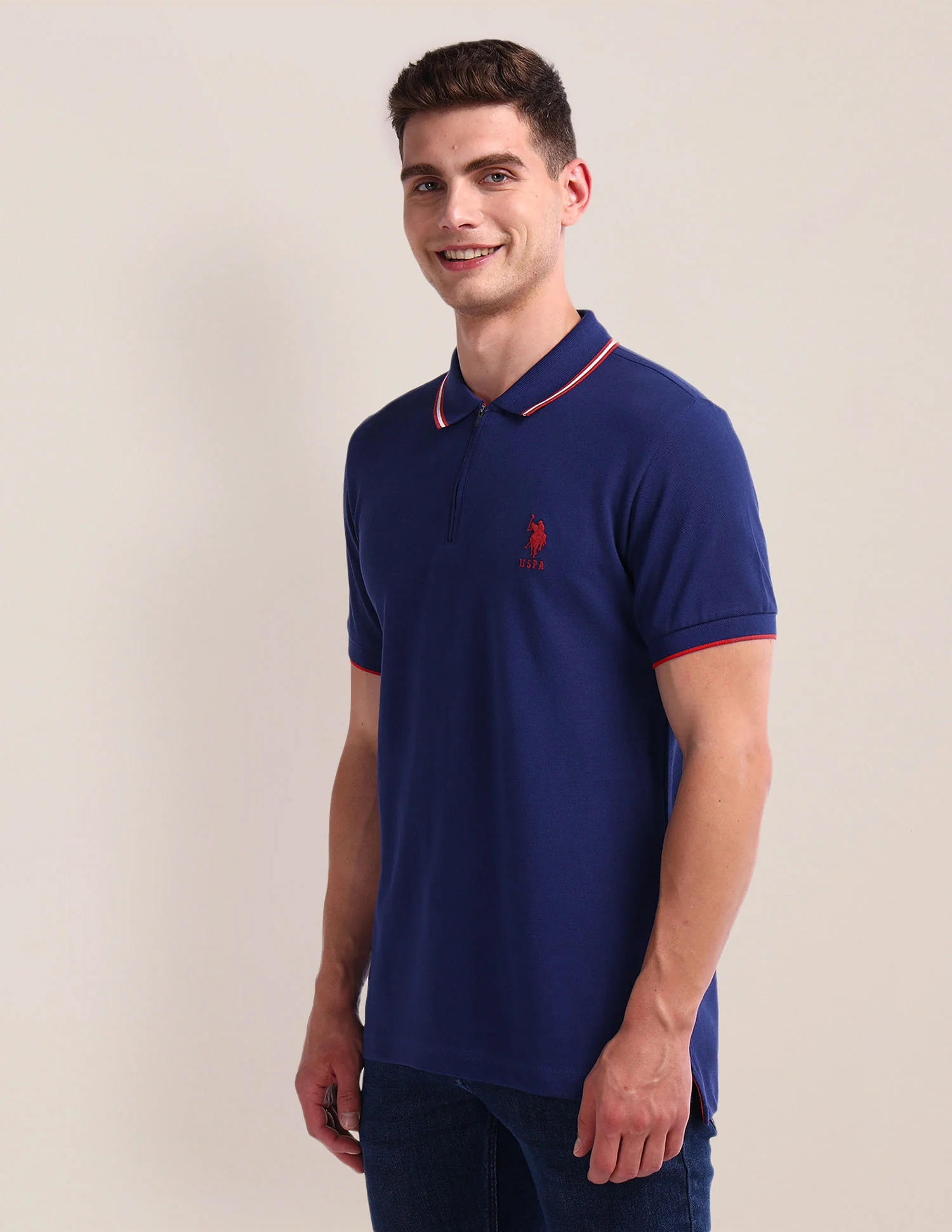 Pure Cotton Solid Polo Shirt - Image 4