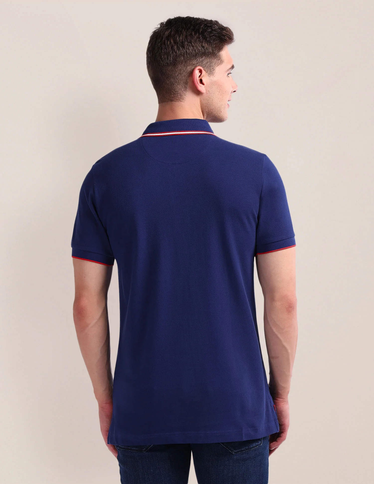 Pure Cotton Solid Polo Shirt - Image 5