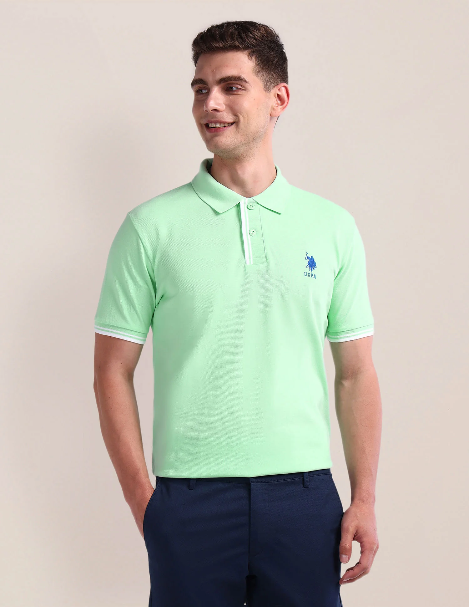 Pure Cotton Solid Polo Shirt
