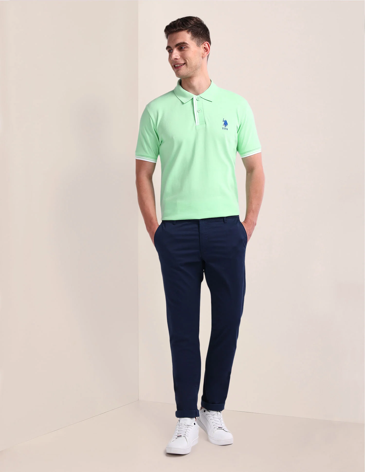 Pure Cotton Solid Polo Shirt - Image 3