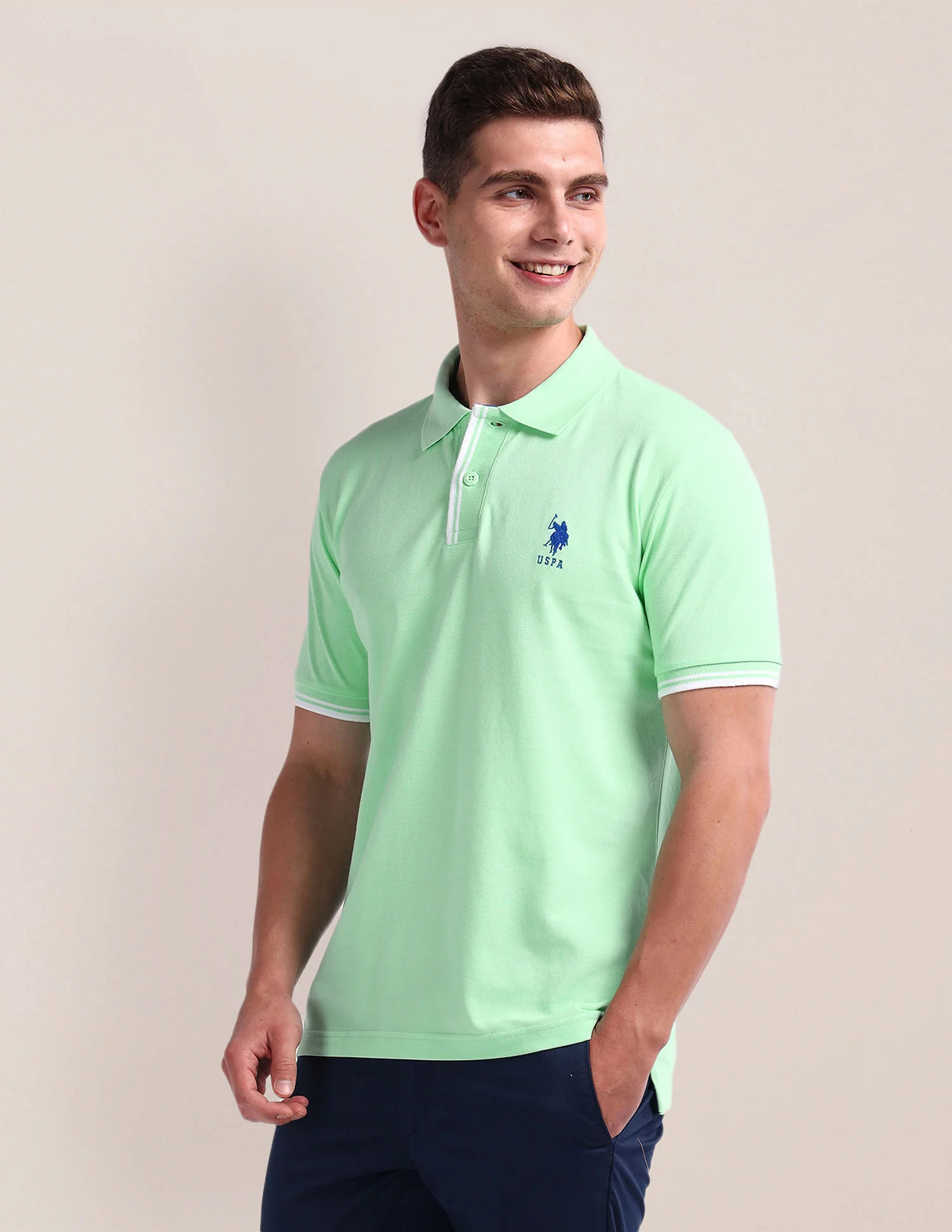 Pure Cotton Solid Polo Shirt - Image 4