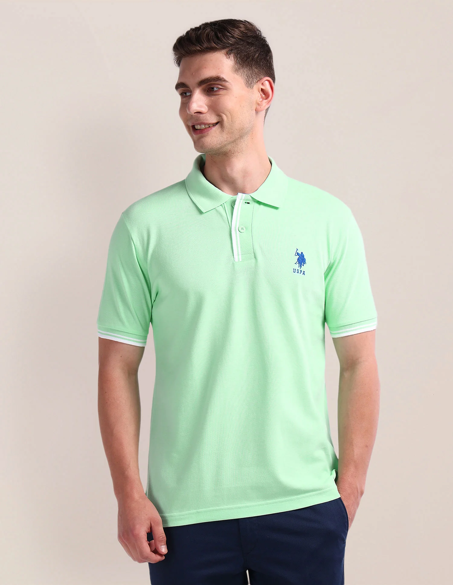 Pure Cotton Solid Polo Shirt - Image 6