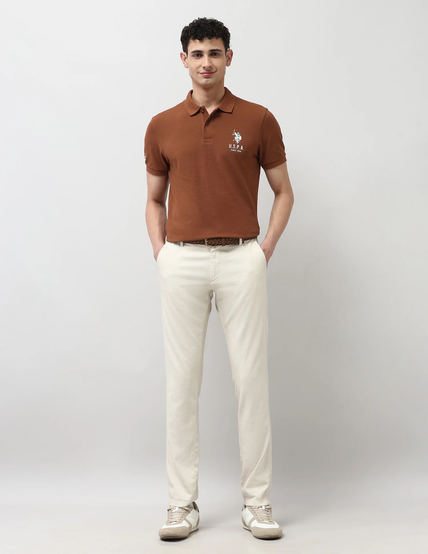 Pure Cotton Solid Polo Shirt - Image 3