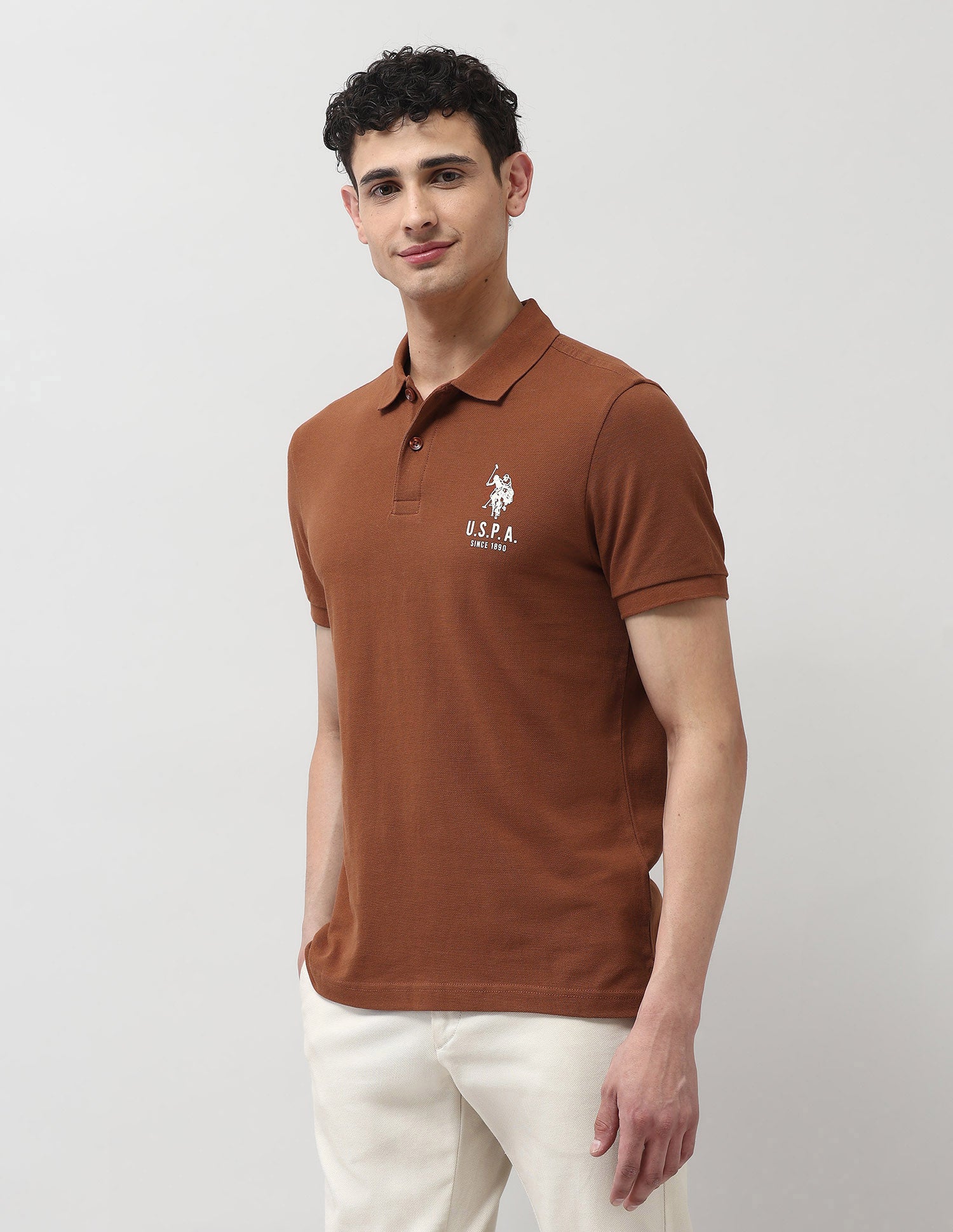 Pure Cotton Solid Polo Shirt - Image 4