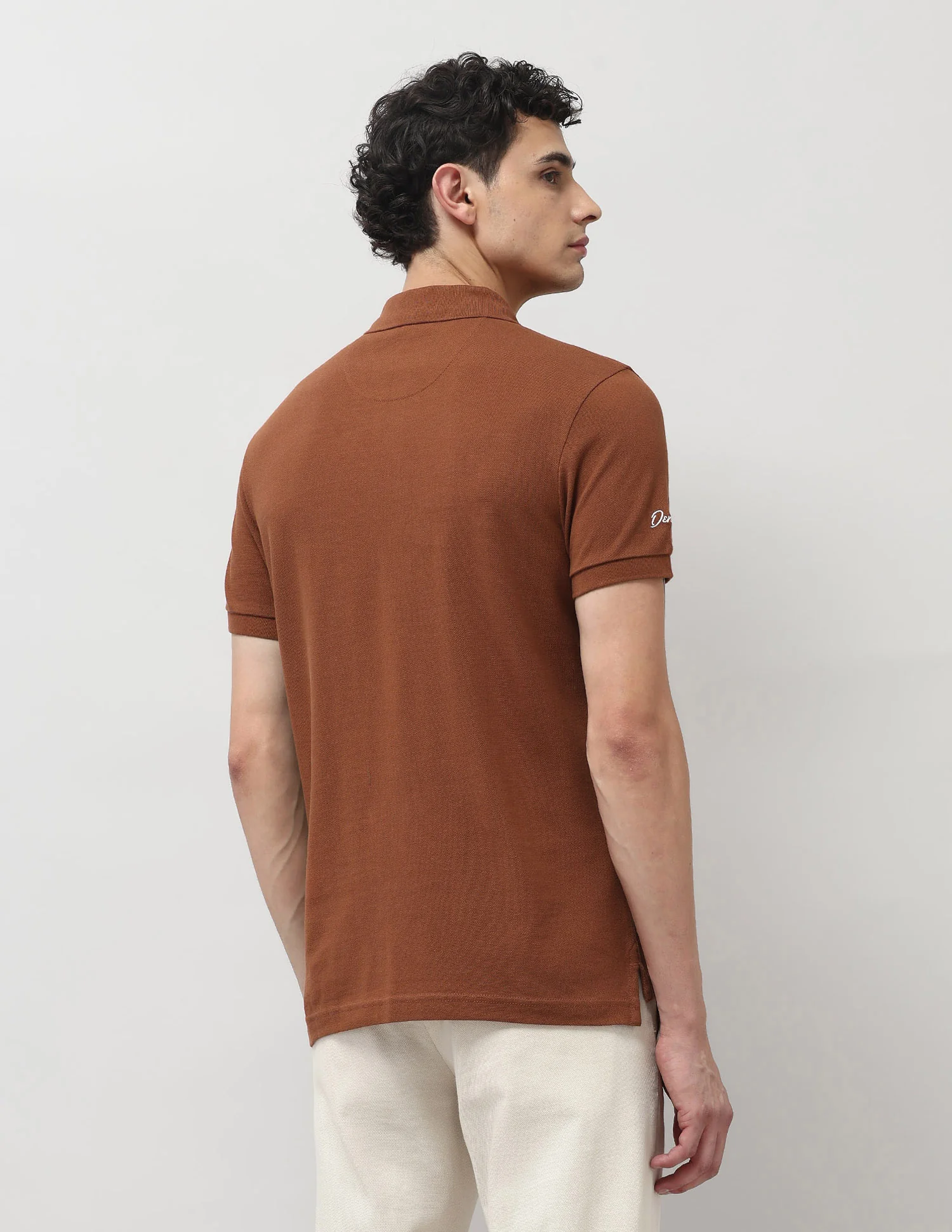 Pure Cotton Solid Polo Shirt - Image 5