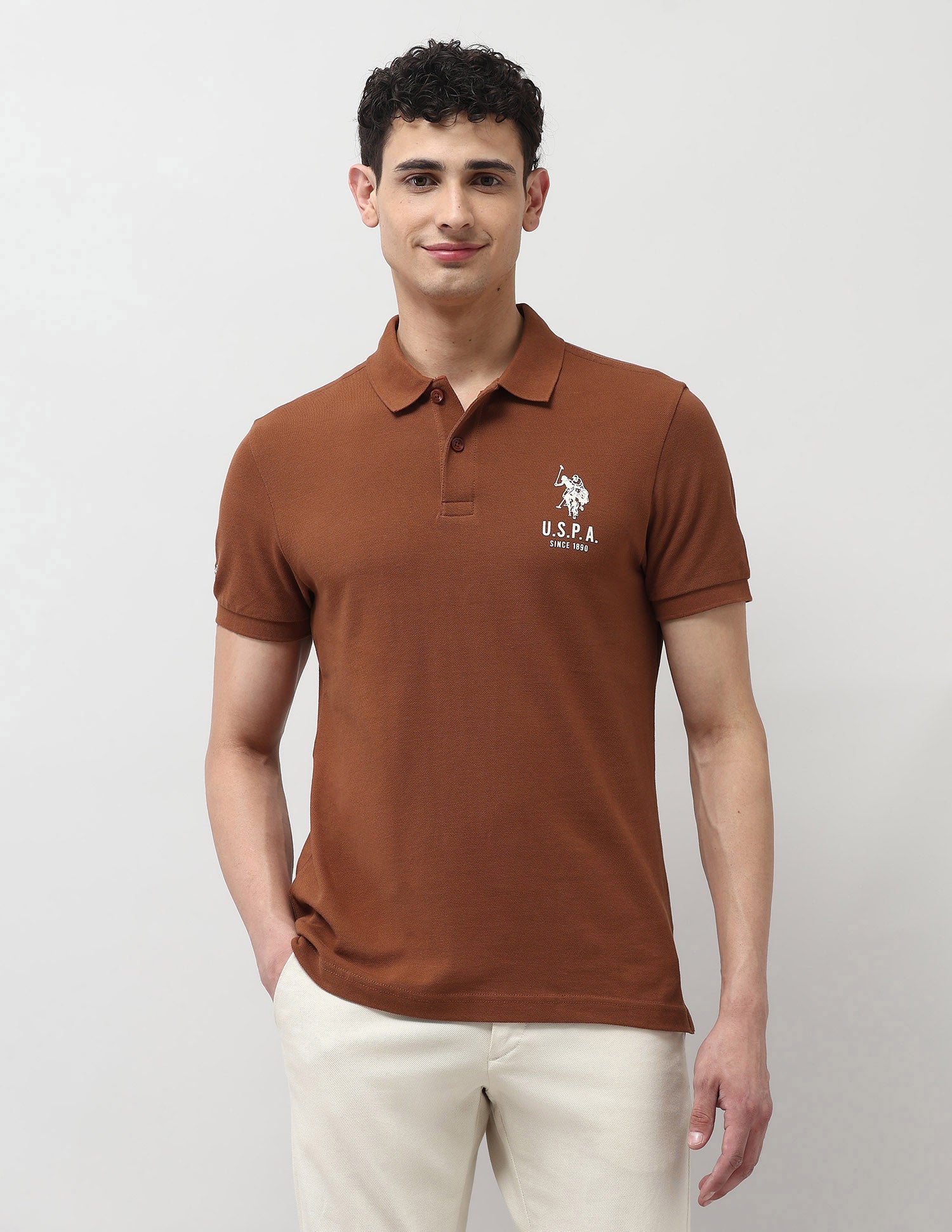 Pure Cotton Solid Polo Shirt - Image 6