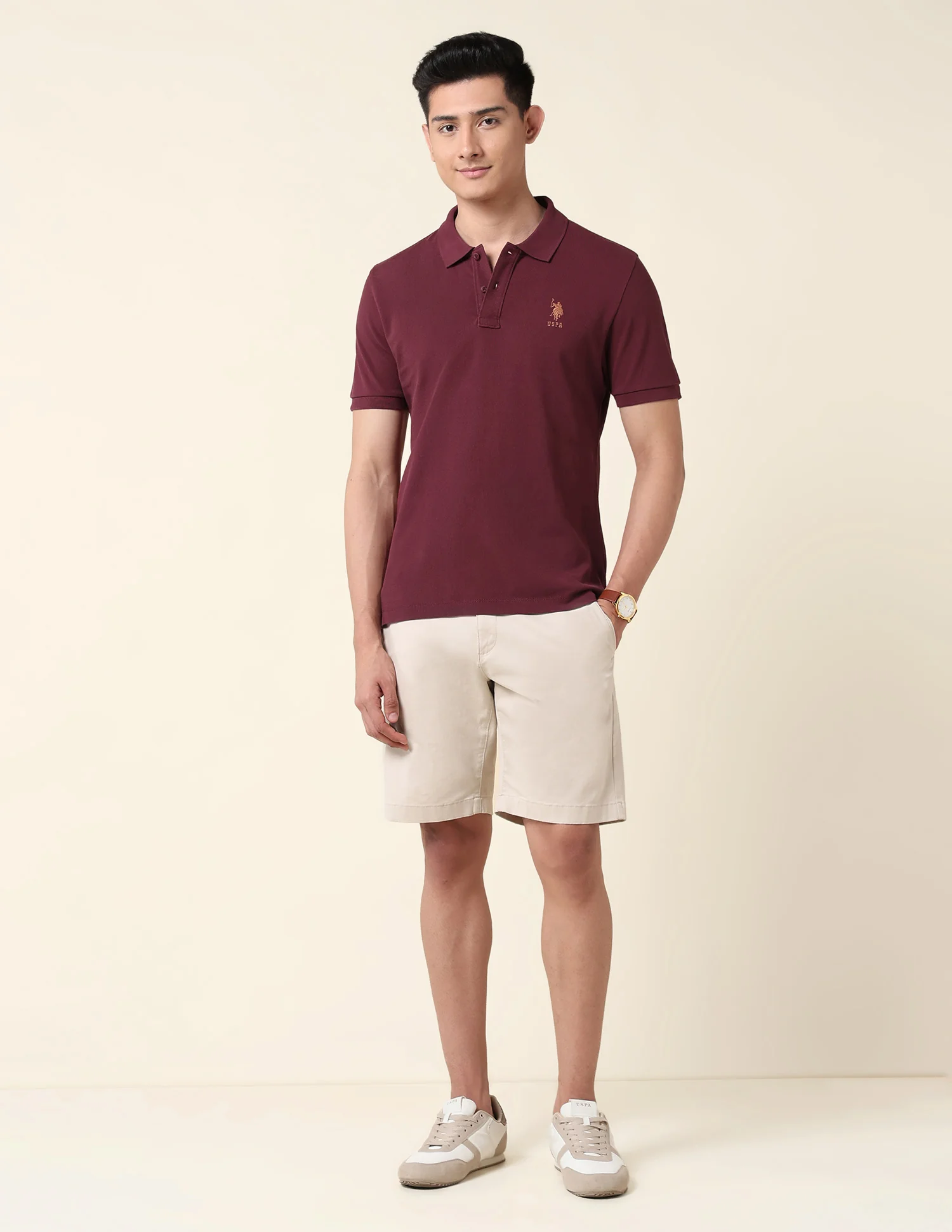 Pure Cotton Solid Polo Shirt - Image 3