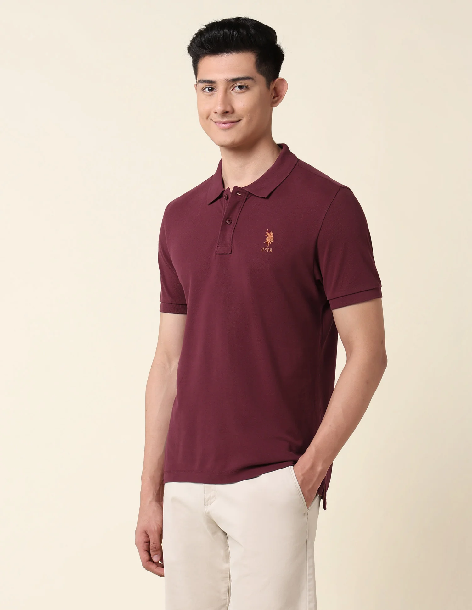 Pure Cotton Solid Polo Shirt - Image 4