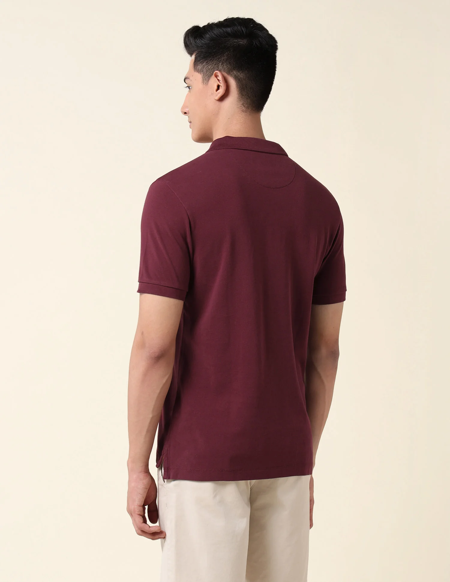 Pure Cotton Solid Polo Shirt - Image 5