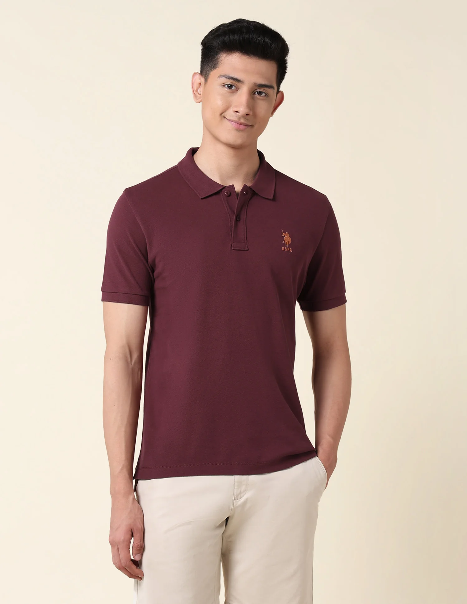 Pure Cotton Solid Polo Shirt - Image 6