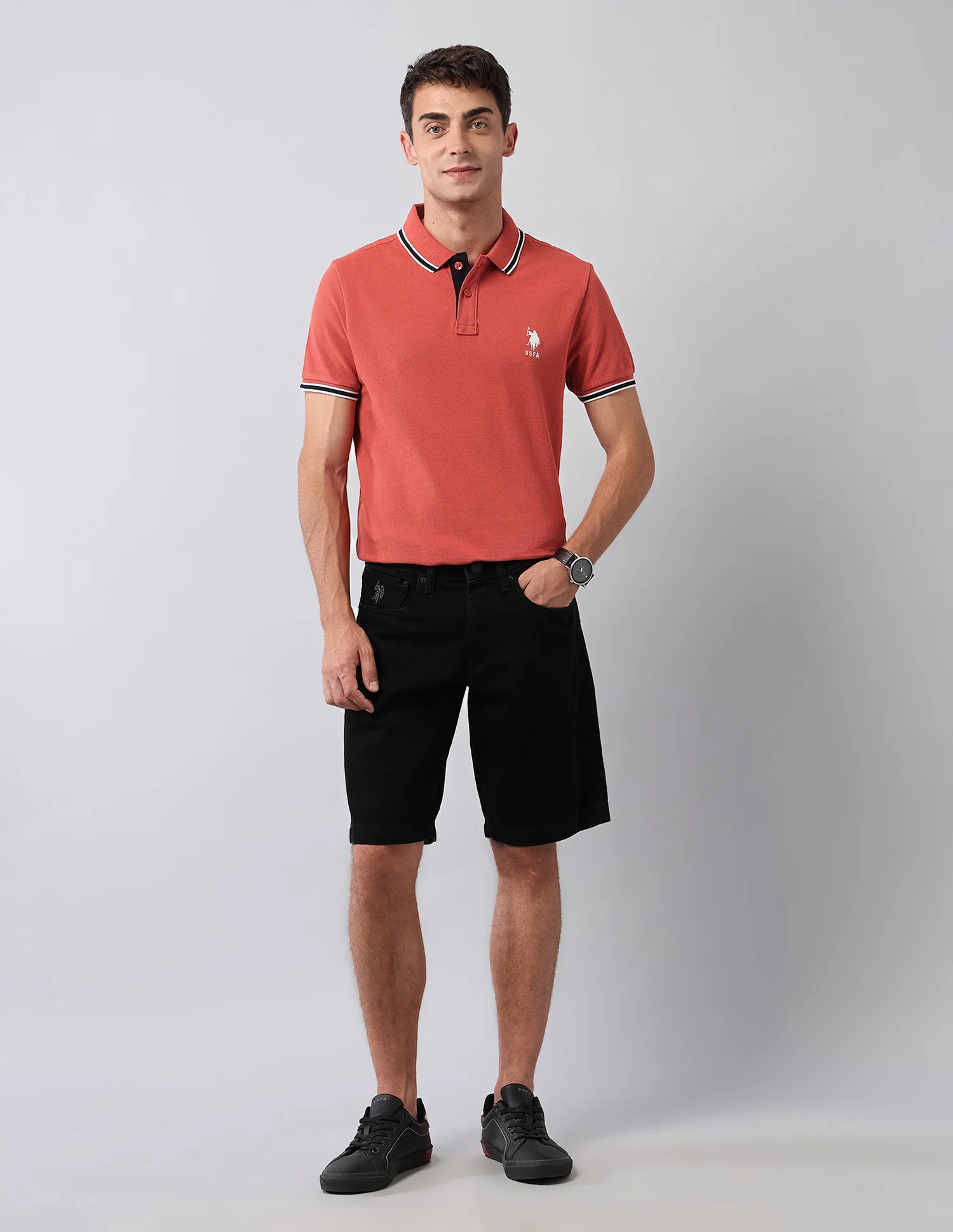 Pure Cotton Solid Polo Shirt - Image 3