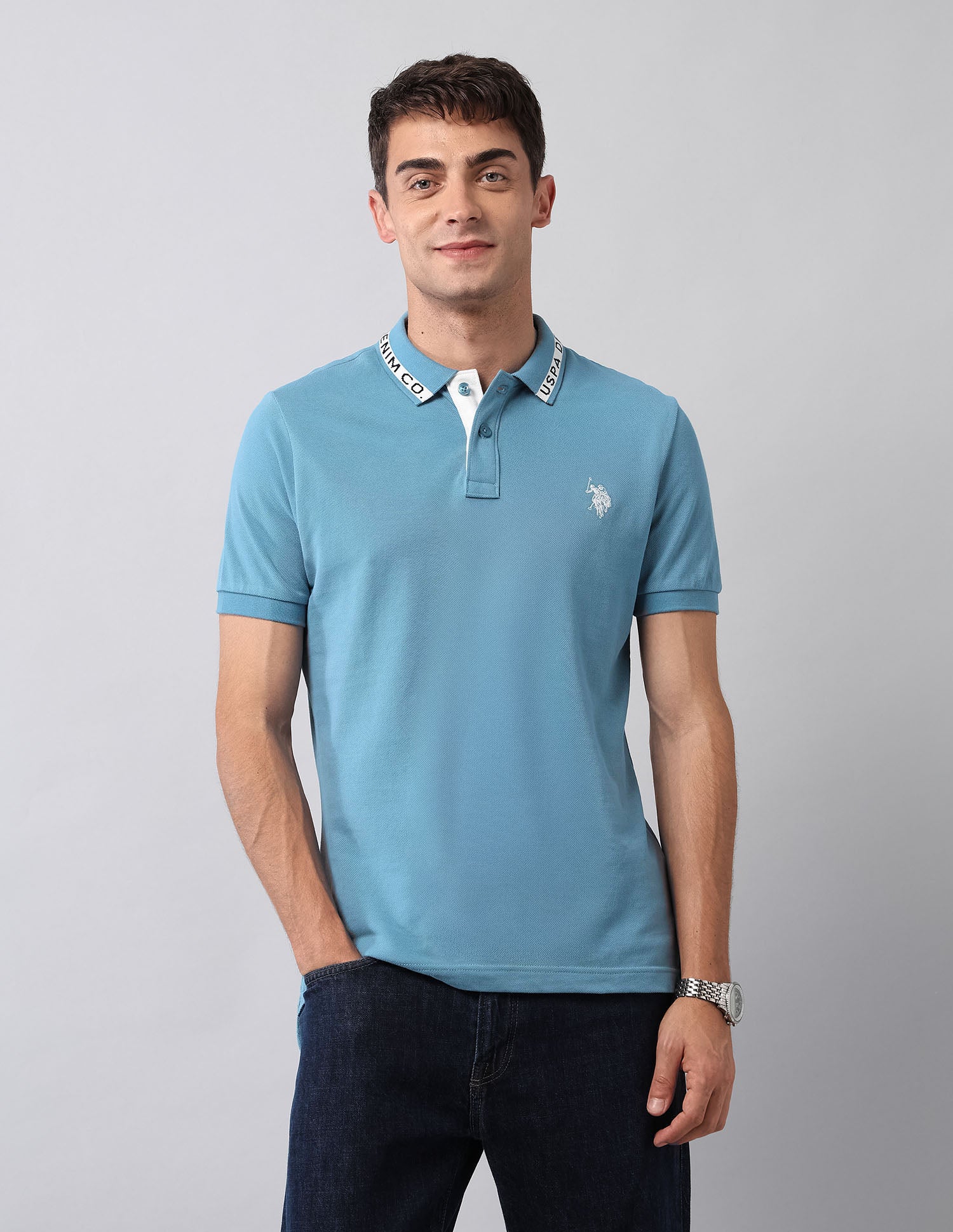 Pure Cotton Solid Polo Shirt