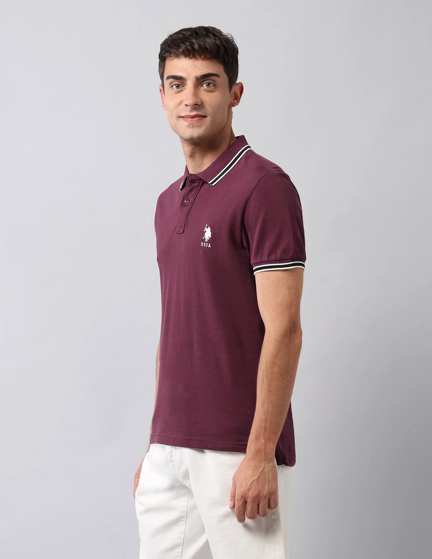 Pure Cotton Solid Polo Shirt - Image 4