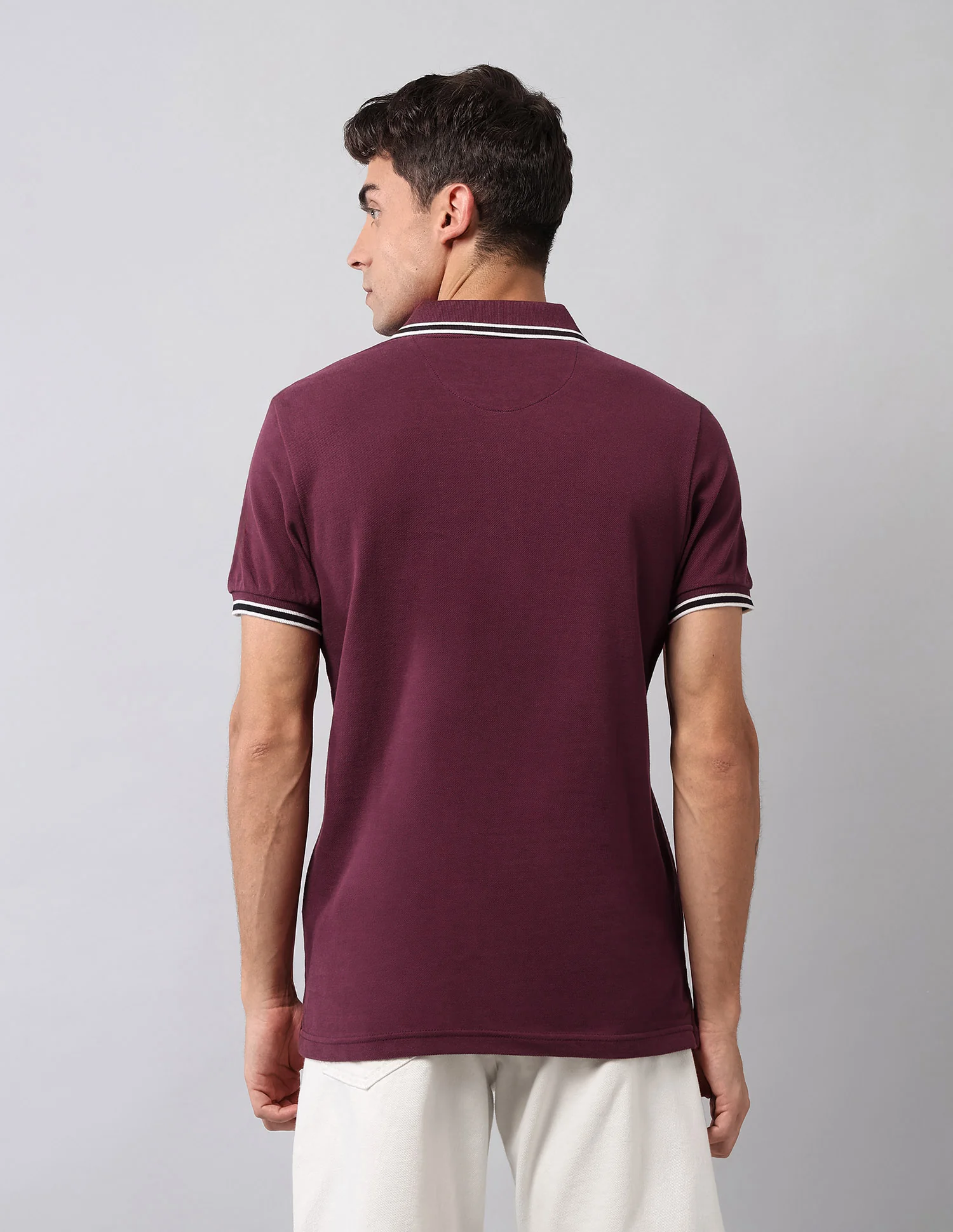 Pure Cotton Solid Polo Shirt - Image 5