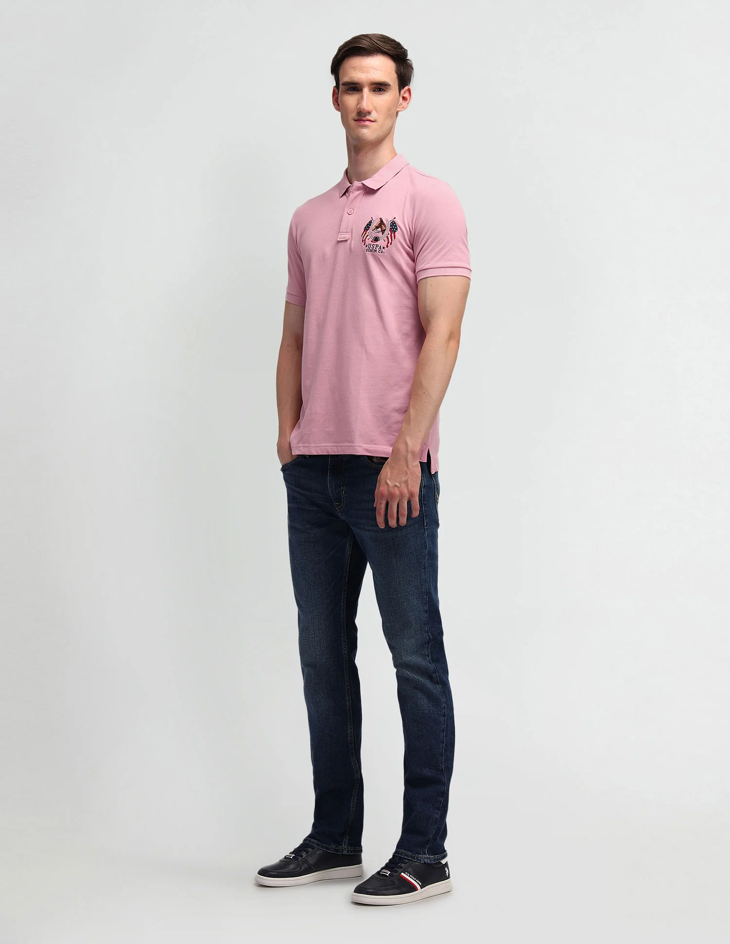 Pure Cotton Solid Slim Fit Polo Shirt - Image 3