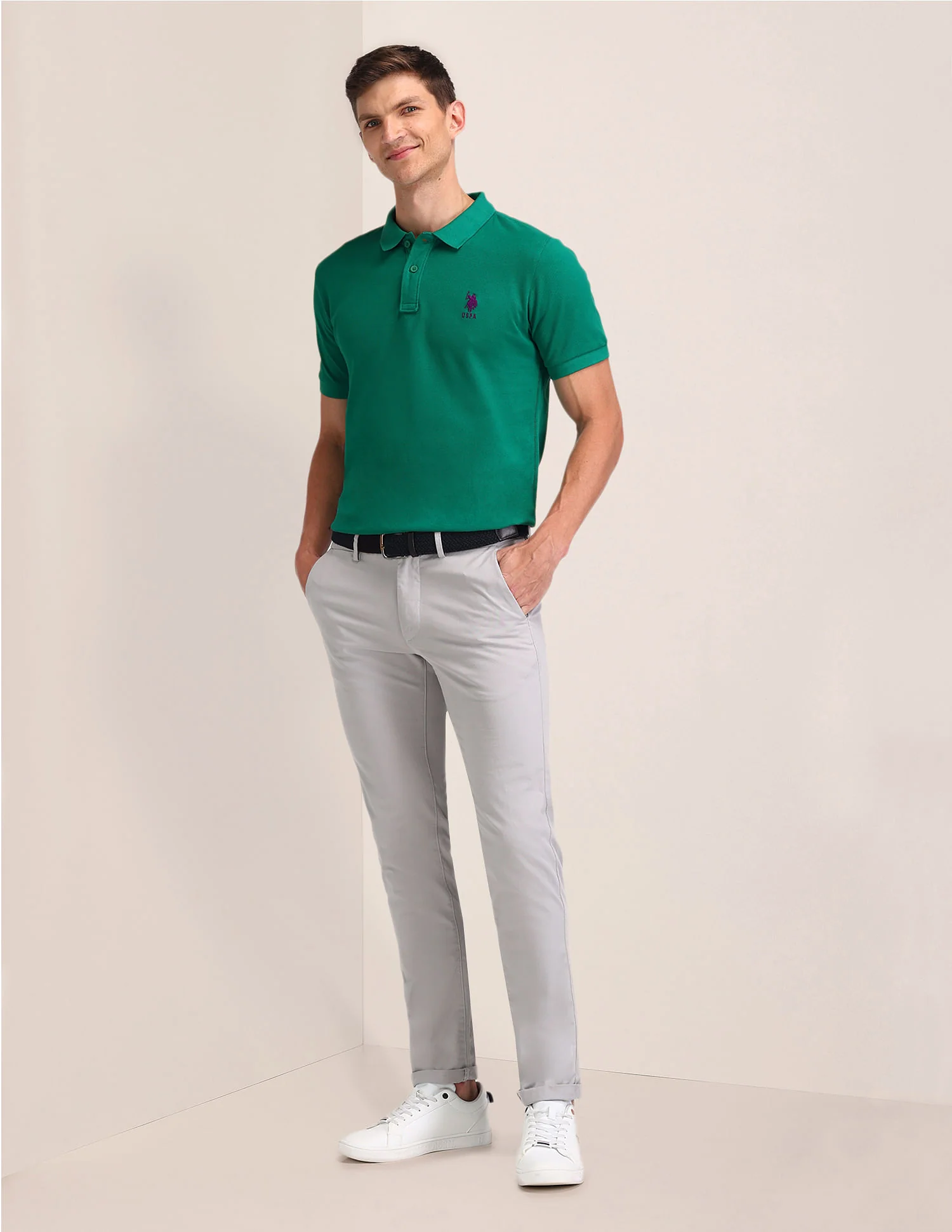 Pure Cotton Solid Slim Fit Polo Shirt - Image 3
