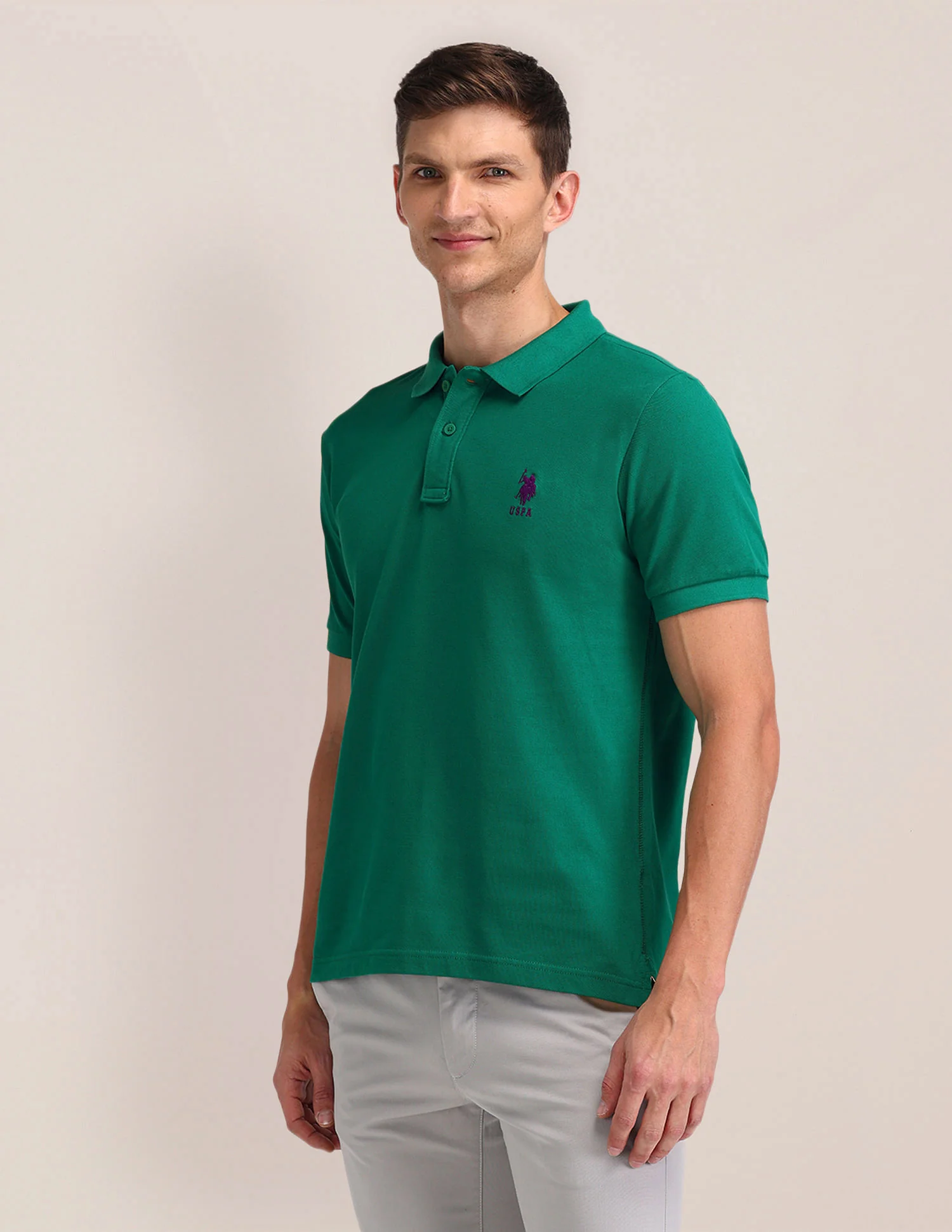 Pure Cotton Solid Slim Fit Polo Shirt - Image 4