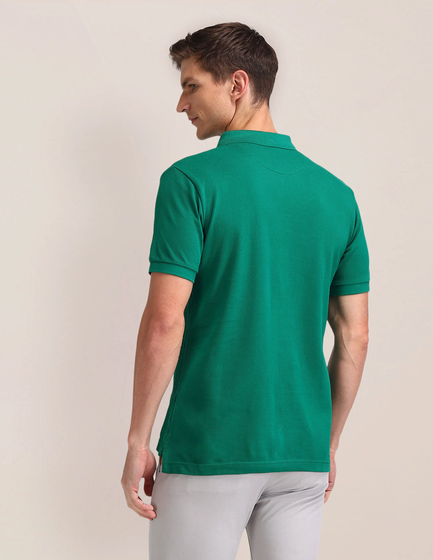 Pure Cotton Solid Slim Fit Polo Shirt - Image 5