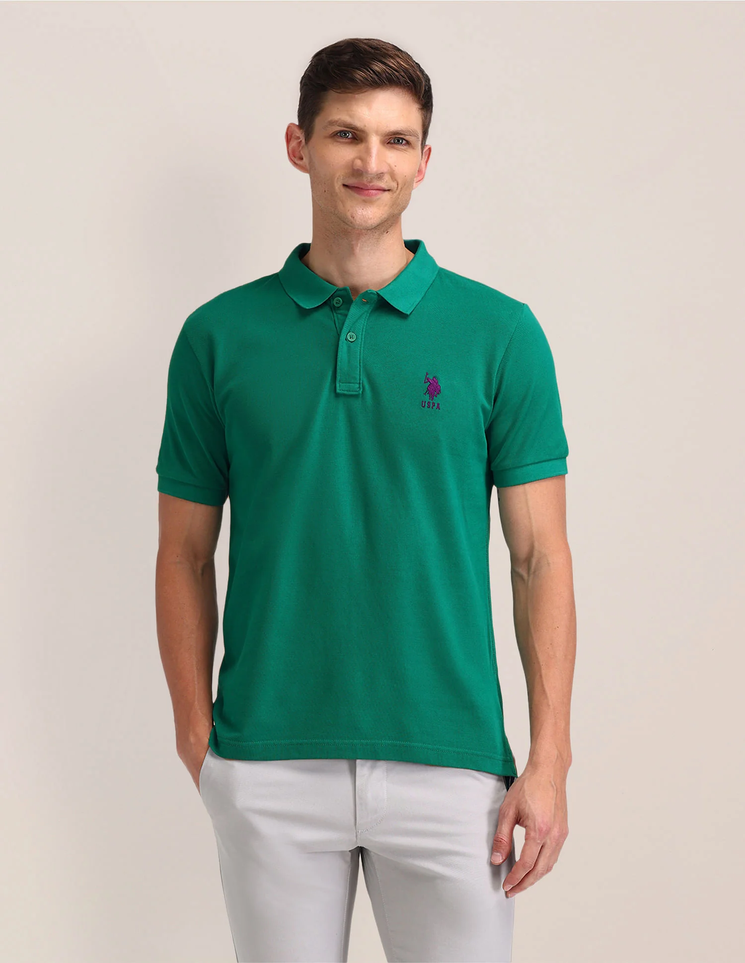Pure Cotton Solid Slim Fit Polo Shirt - Image 6