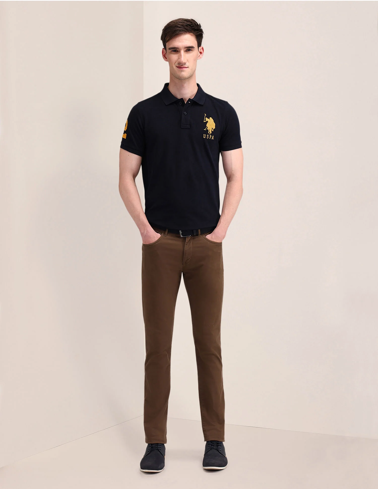 Pure Cotton Solid Slim Fit Polo Shirt - Image 3