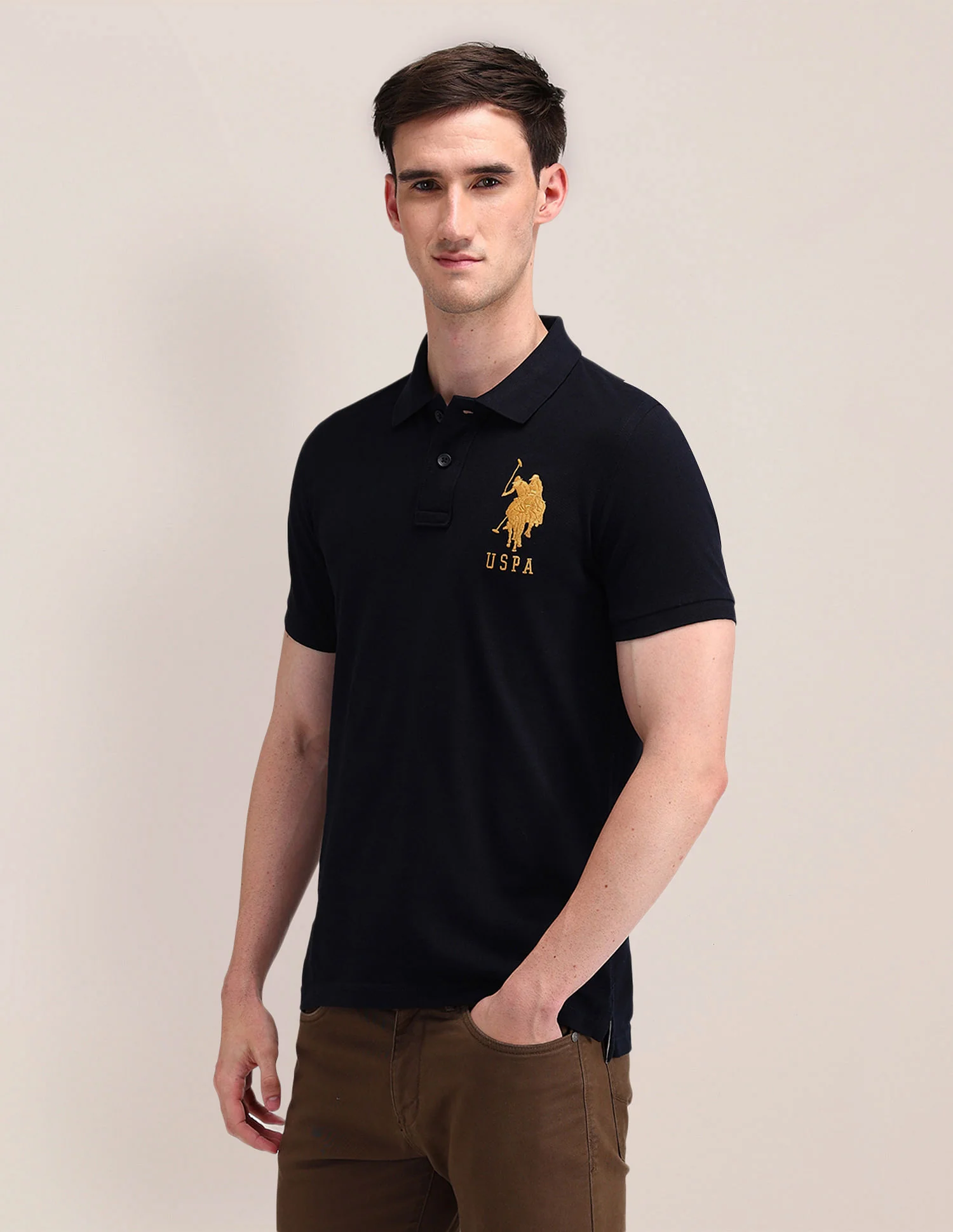 Pure Cotton Solid Slim Fit Polo Shirt - Image 4