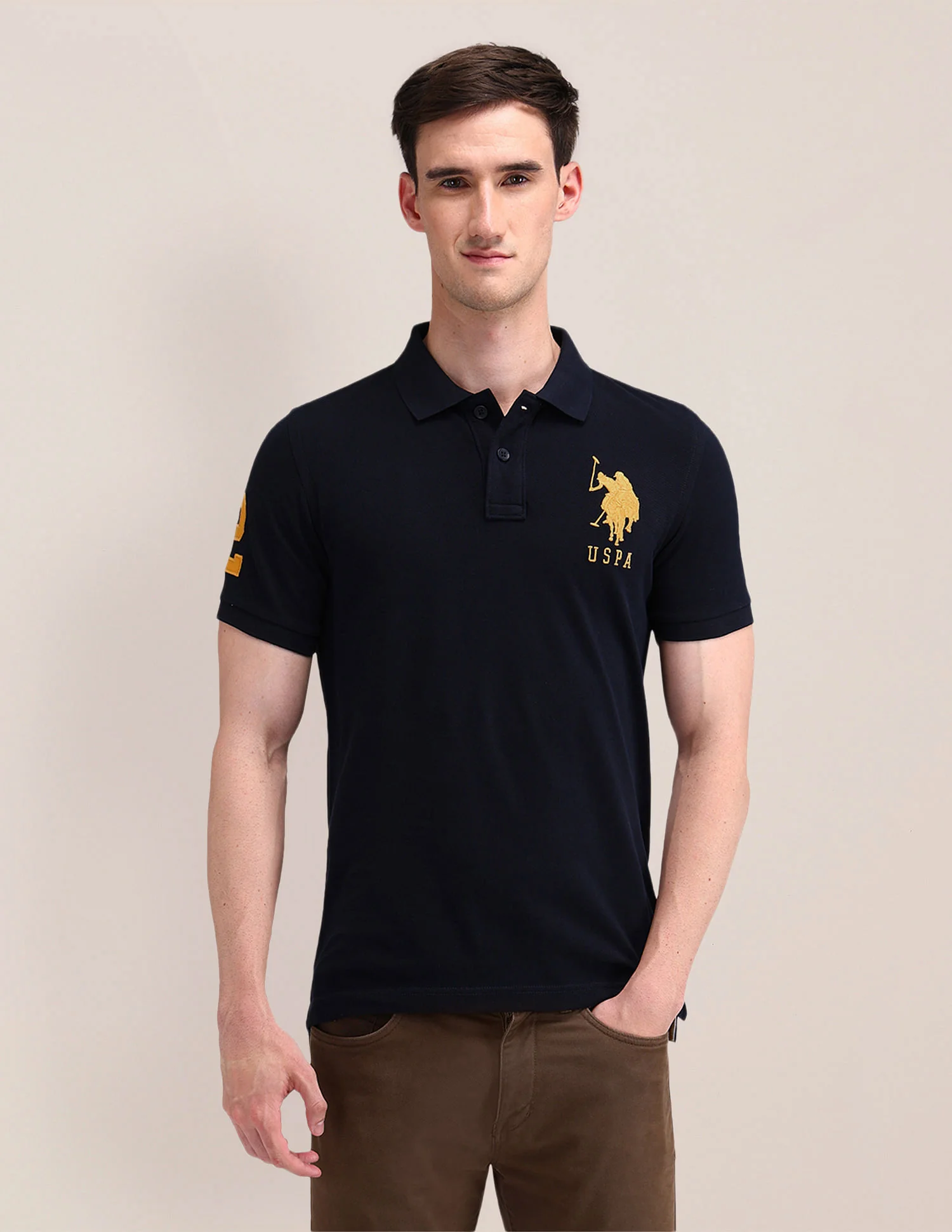 Pure Cotton Solid Slim Fit Polo Shirt - Image 6