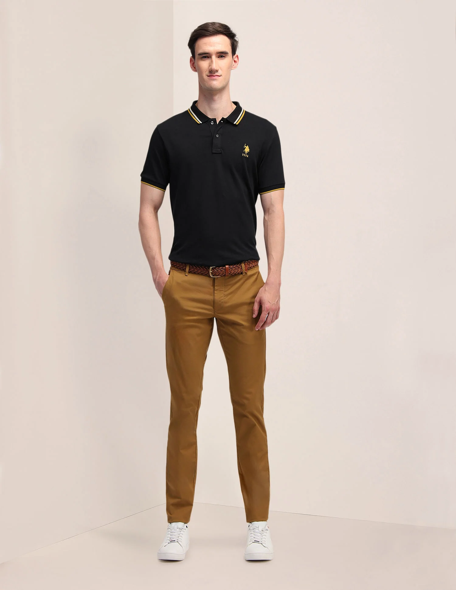 Pure Cotton Solid Slim Fit Polo Shirt - Image 3