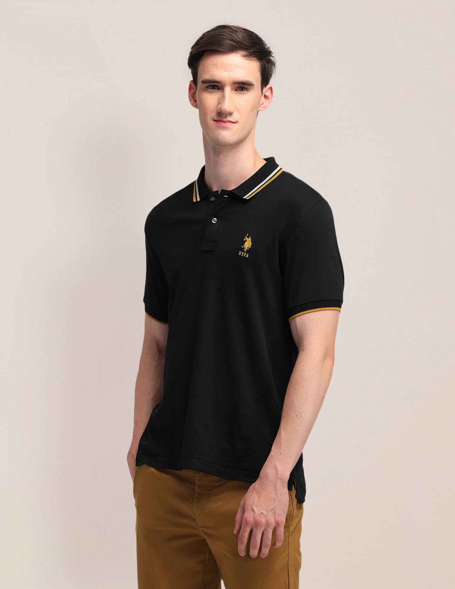Pure Cotton Solid Slim Fit Polo Shirt - Image 4