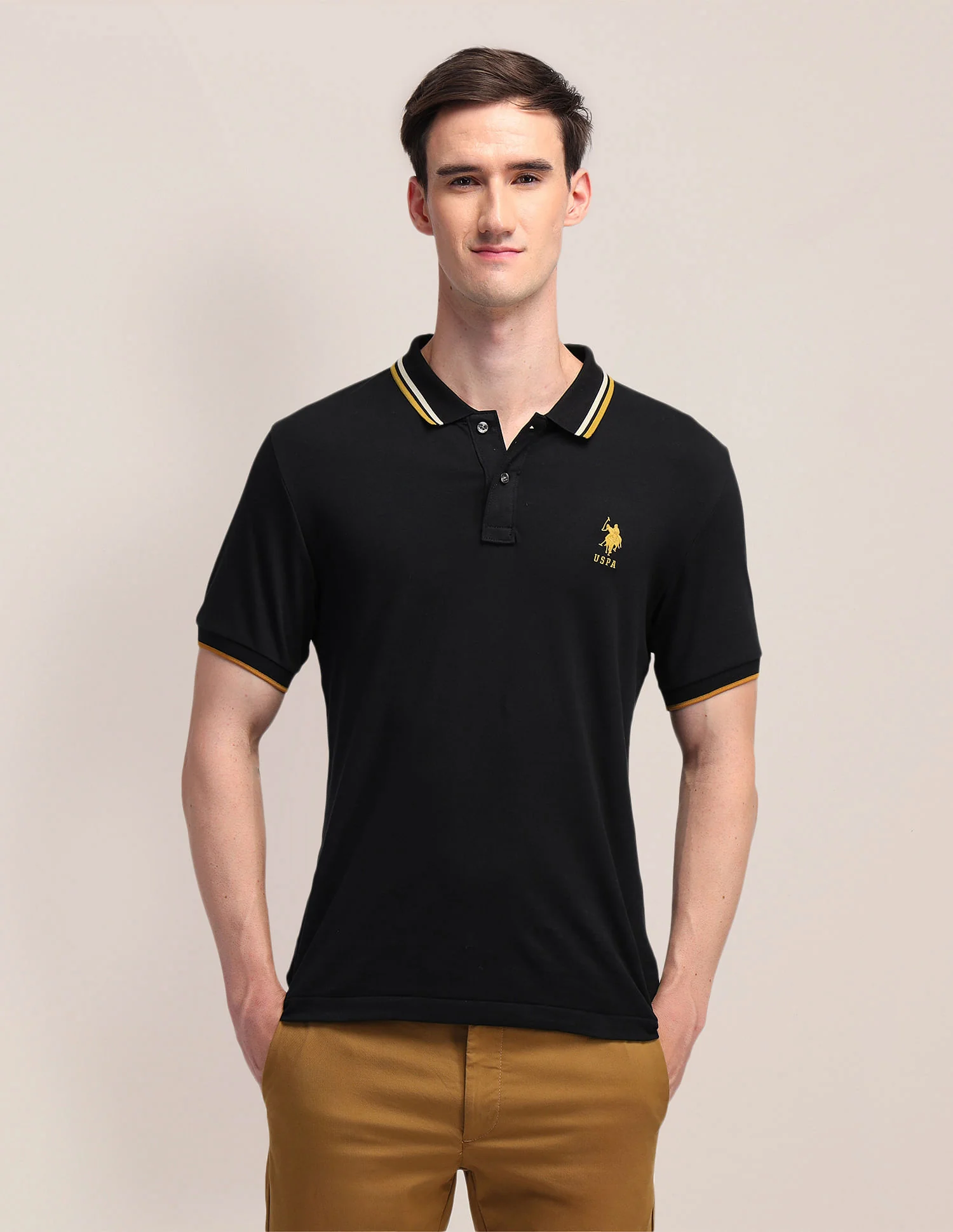 Pure Cotton Solid Slim Fit Polo Shirt - Image 6