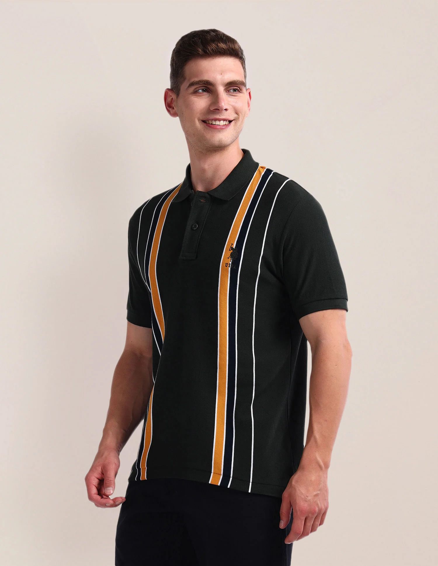 Pure Cotton Stripe Polo Shirt - Image 4
