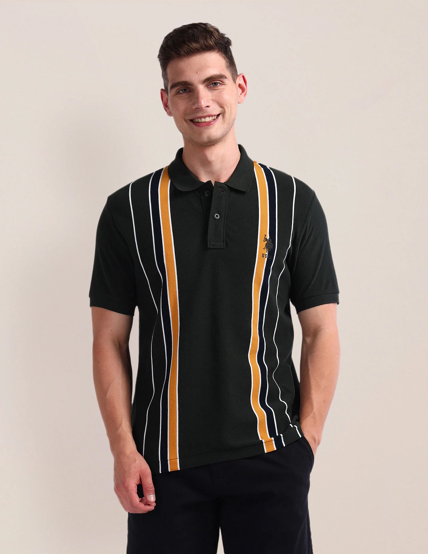 Pure Cotton Stripe Polo Shirt - Image 6