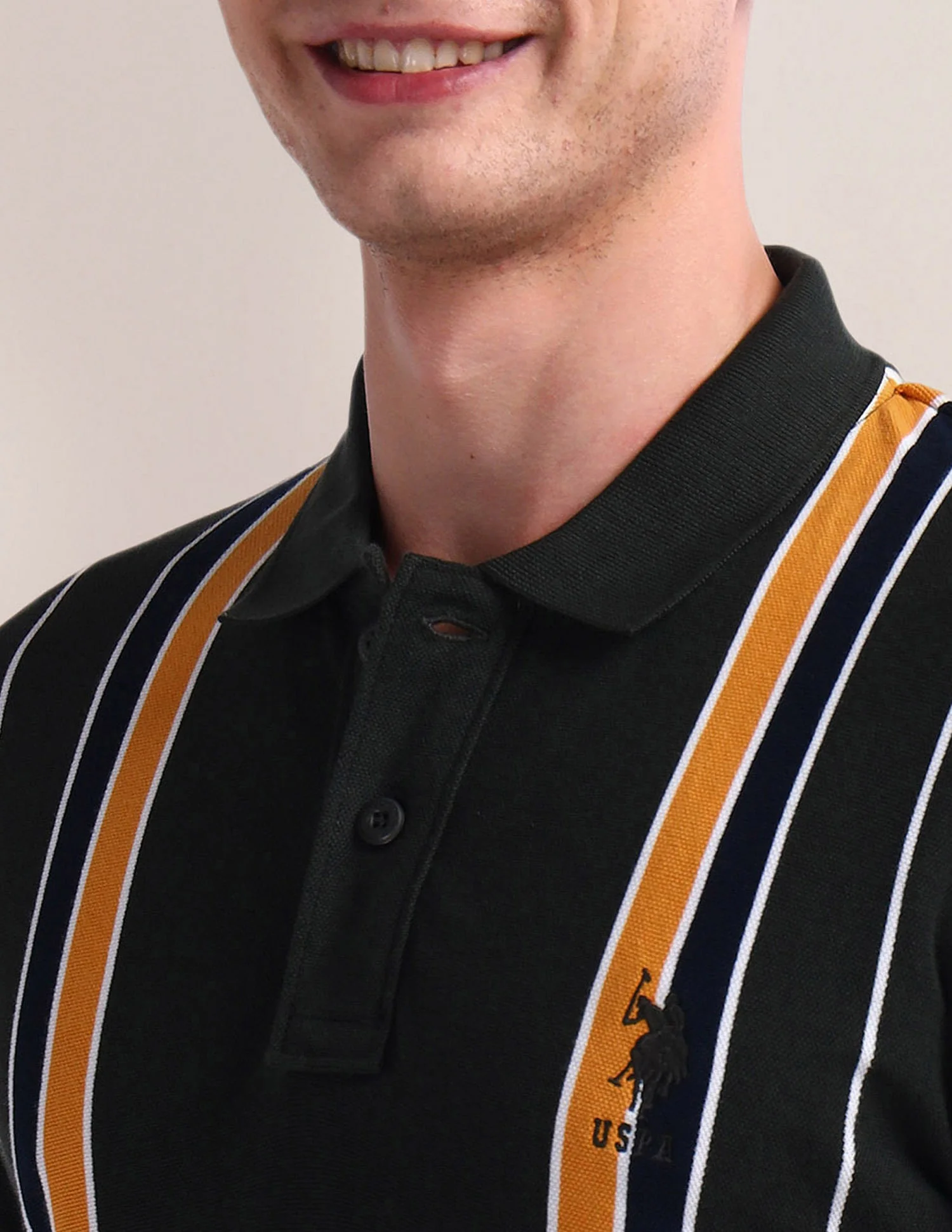 Pure Cotton Stripe Polo Shirt - Image 7