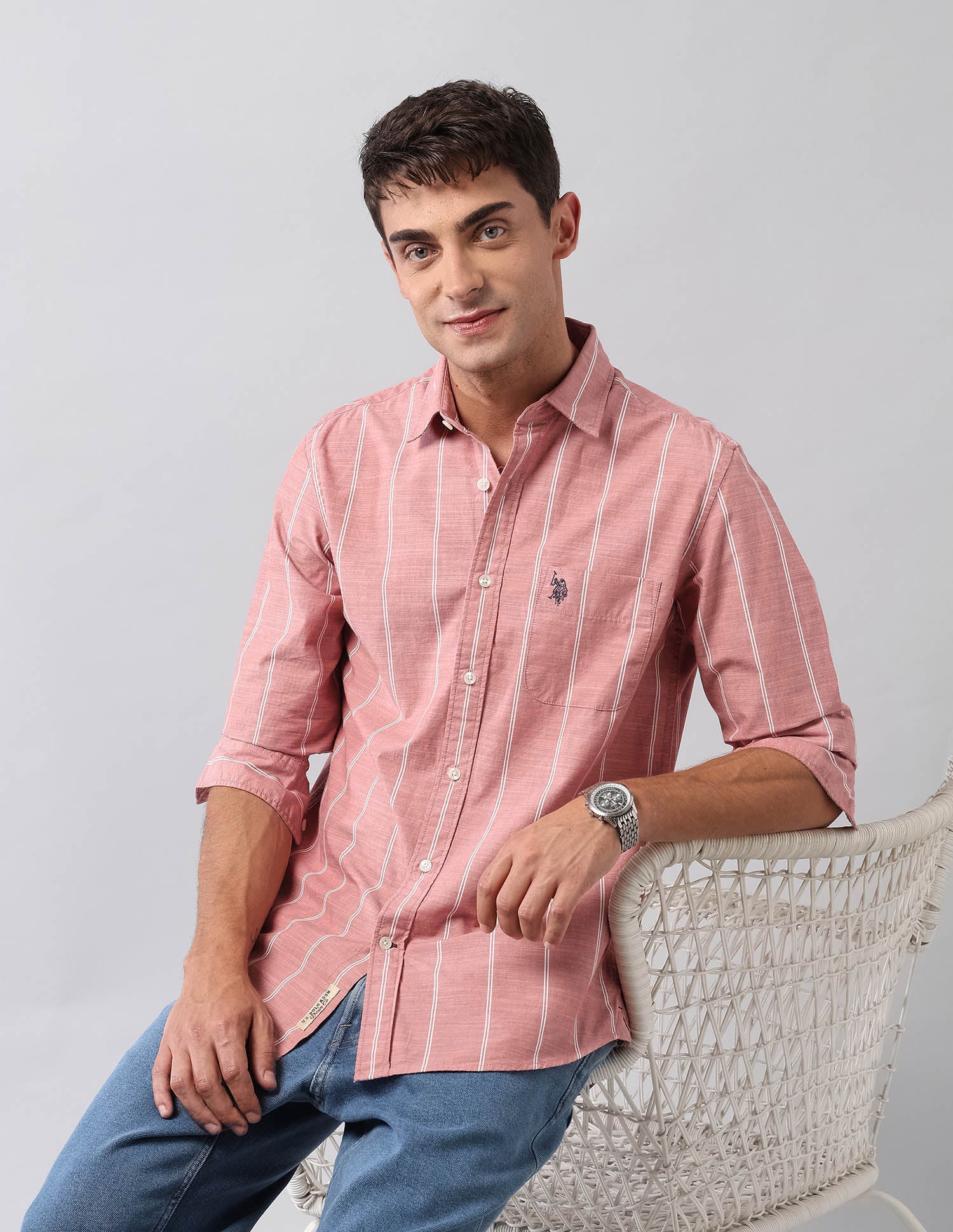 Pure Cotton Vertical Striped Shirt