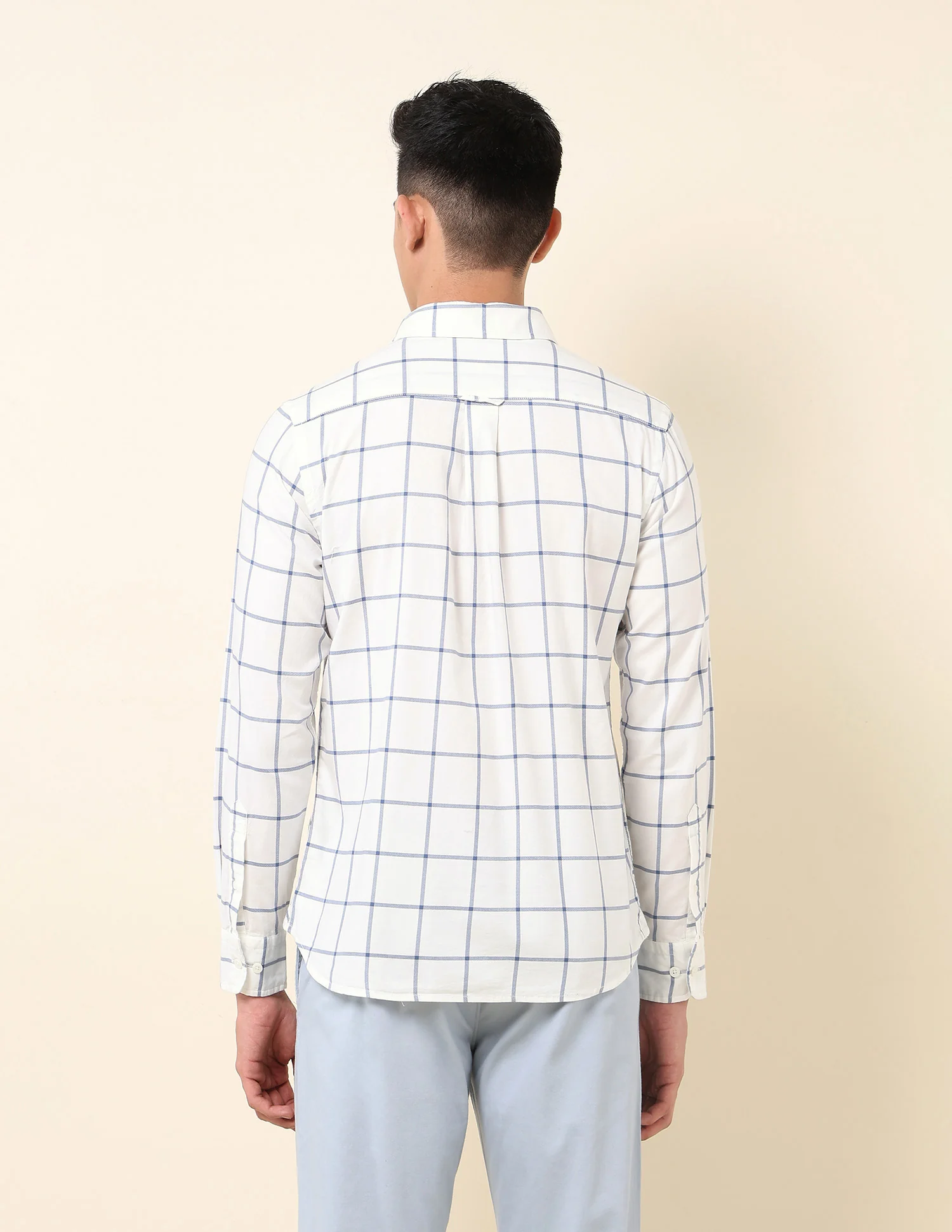 Pure Cotton Windowpane Checked Shirt - Image 5